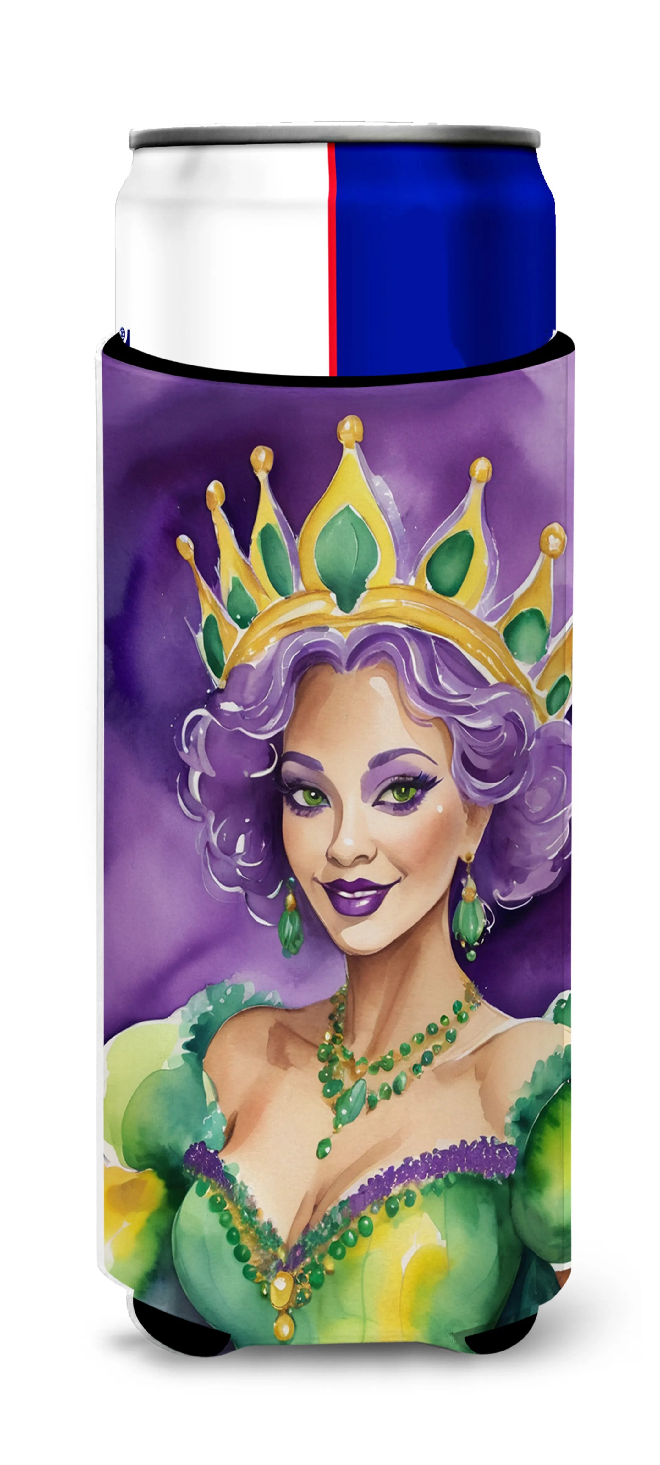 Mardi Gras 2024 Hugger for Ultra Slim Cans - Size: SLIM CAN | Pack Of: 1 | Collection name: Mardi gras 2024