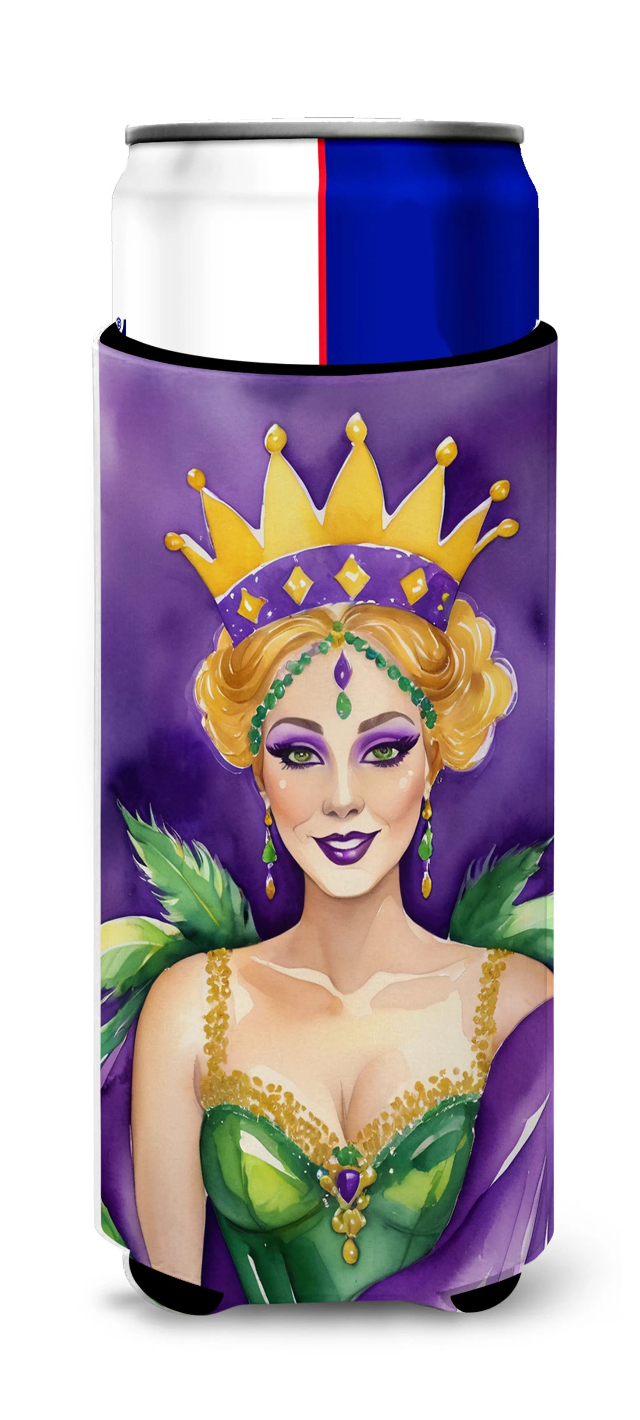 Mardi Gras 2024 Hugger for Ultra Slim Cans - Size: SLIM CAN | Pack Of: 1 | Collection name: Mardi gras 2024