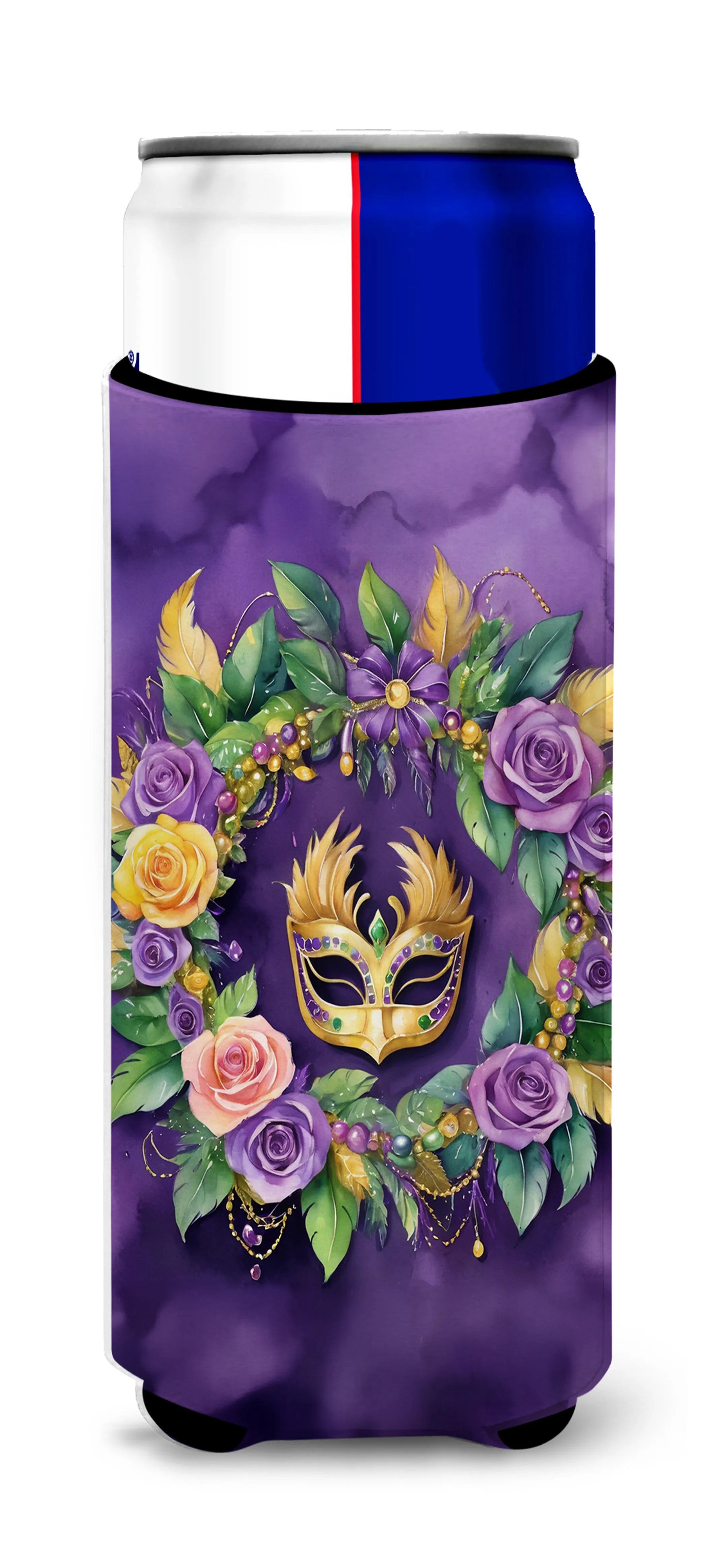 Mardi Gras 2024 Hugger for Ultra Slim Cans - Size: SLIM CAN | Pack Of: 1 | Collection name: Mardi gras 2024