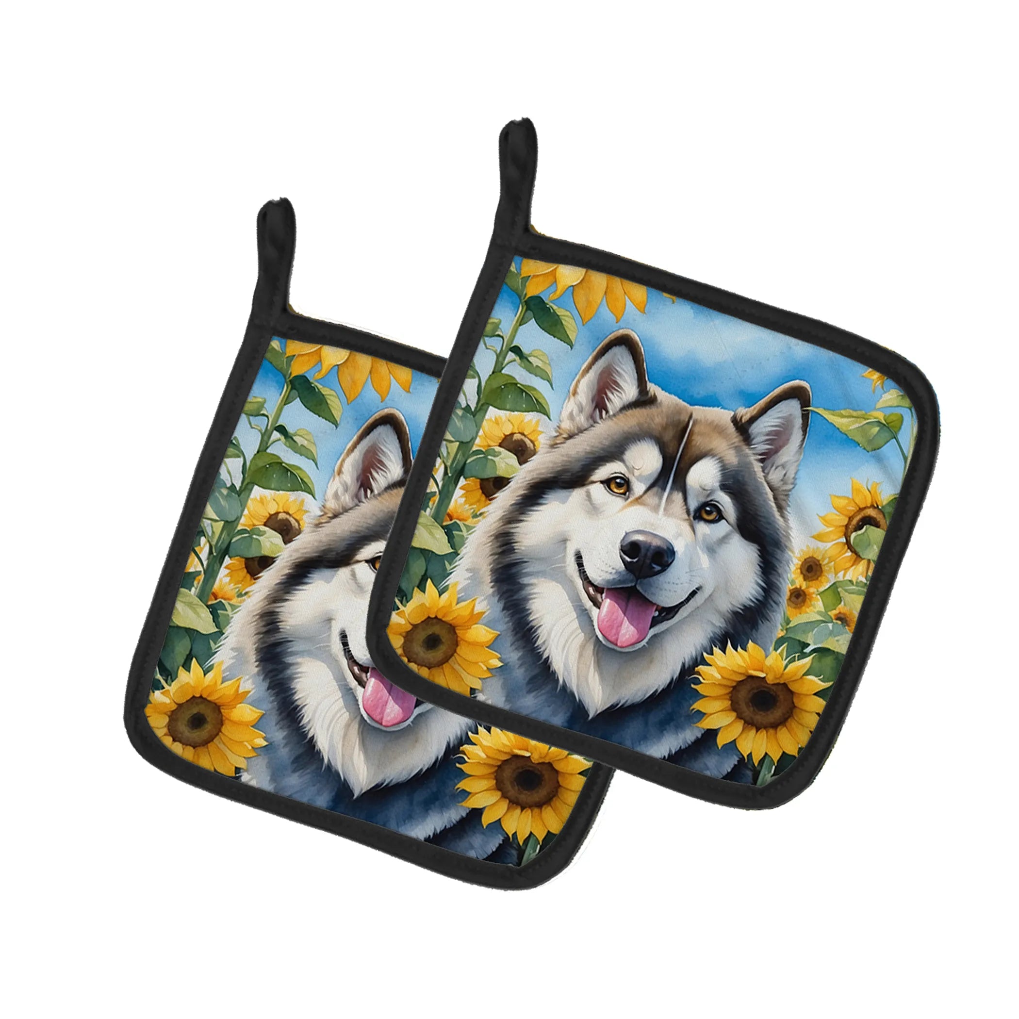 In Sunflowers Pair of Pot Holders - Size: 7.5HX7.5W | Pack Of: 1 | Collection name: In sunflowers