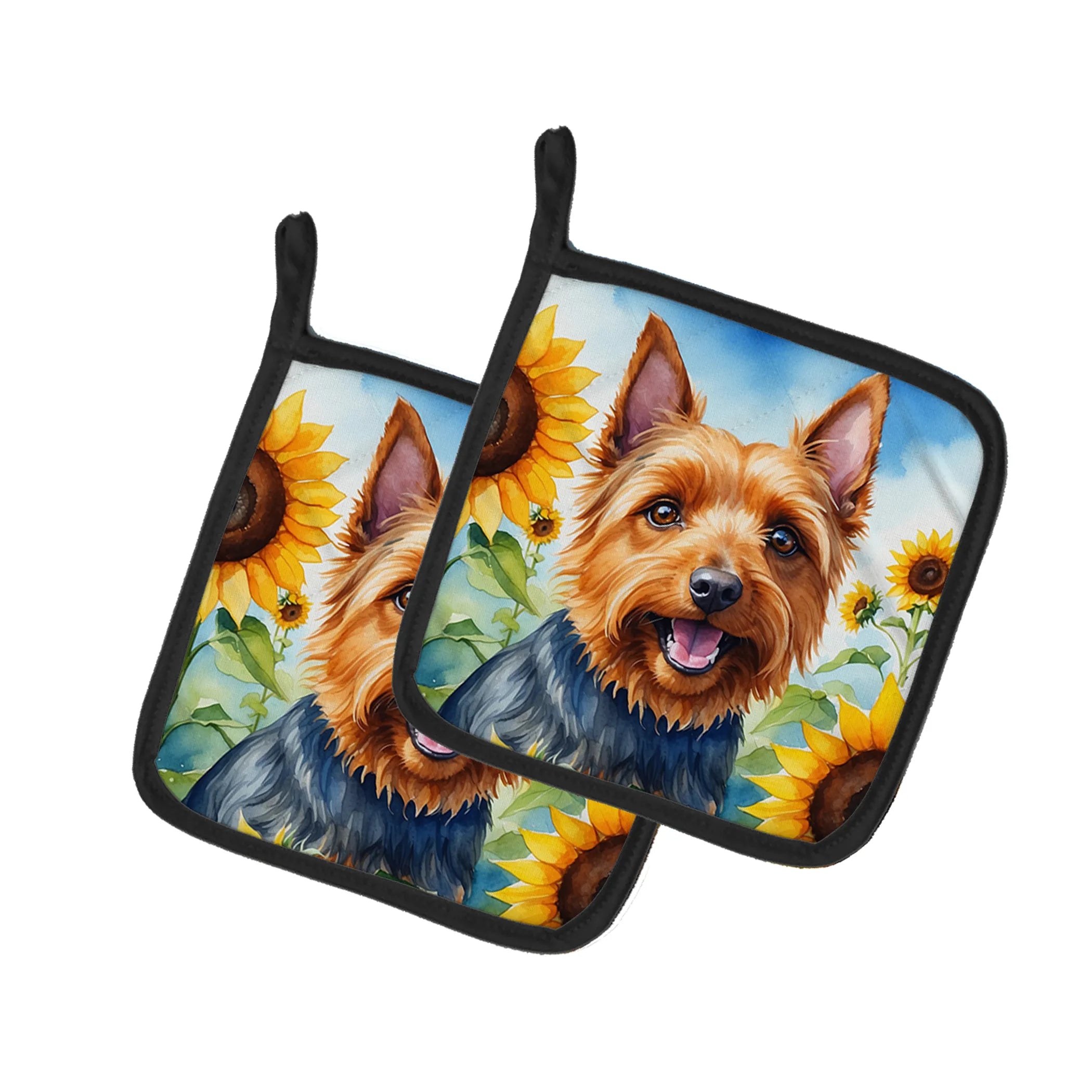 In Sunflowers Pair of Pot Holders - Size: 7.5HX7.5W | Pack Of: 1 | Collection name: In sunflowers