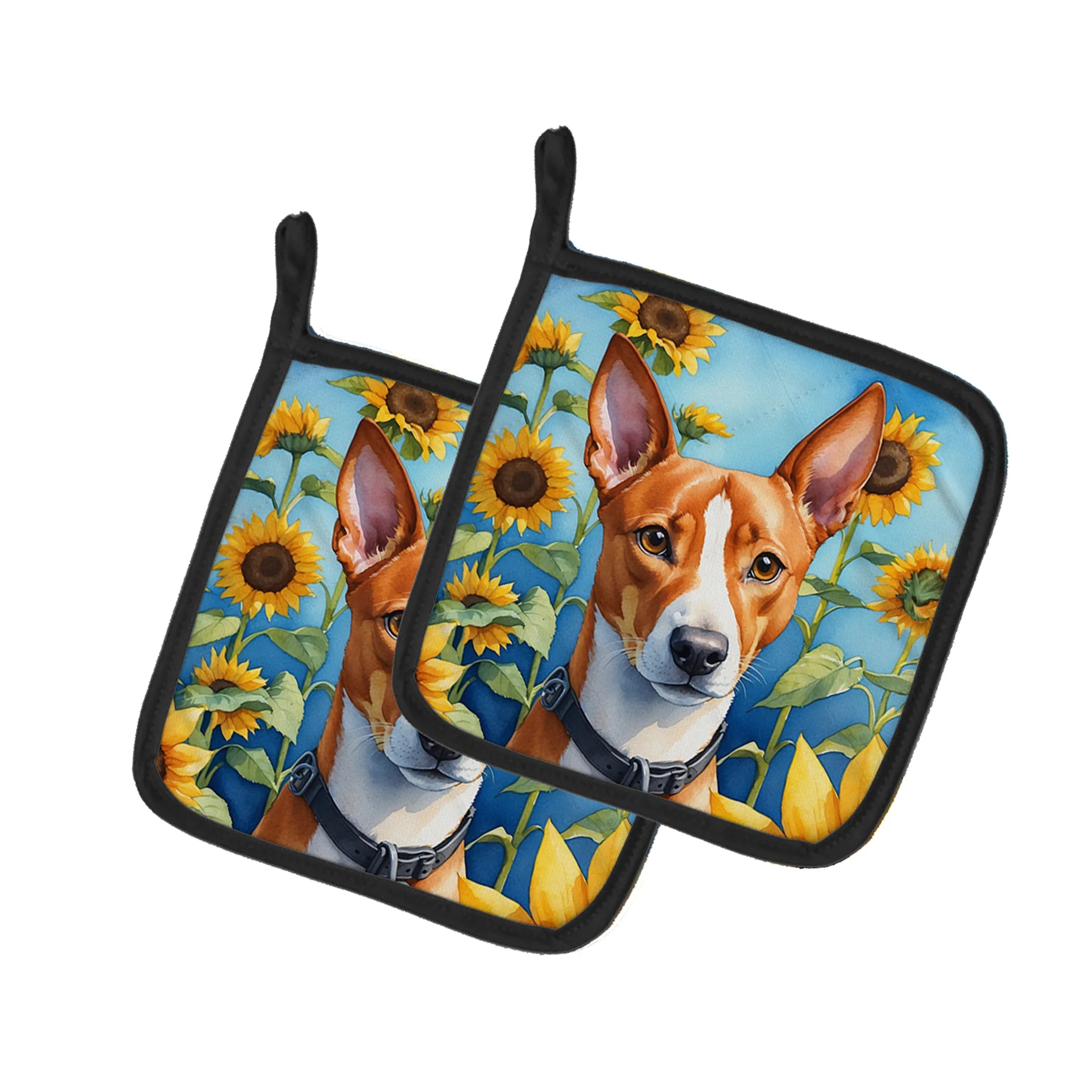 In Sunflowers Pair of Pot Holders - Size: 7.5HX7.5W | Pack Of: 1 | Collection name: In sunflowers