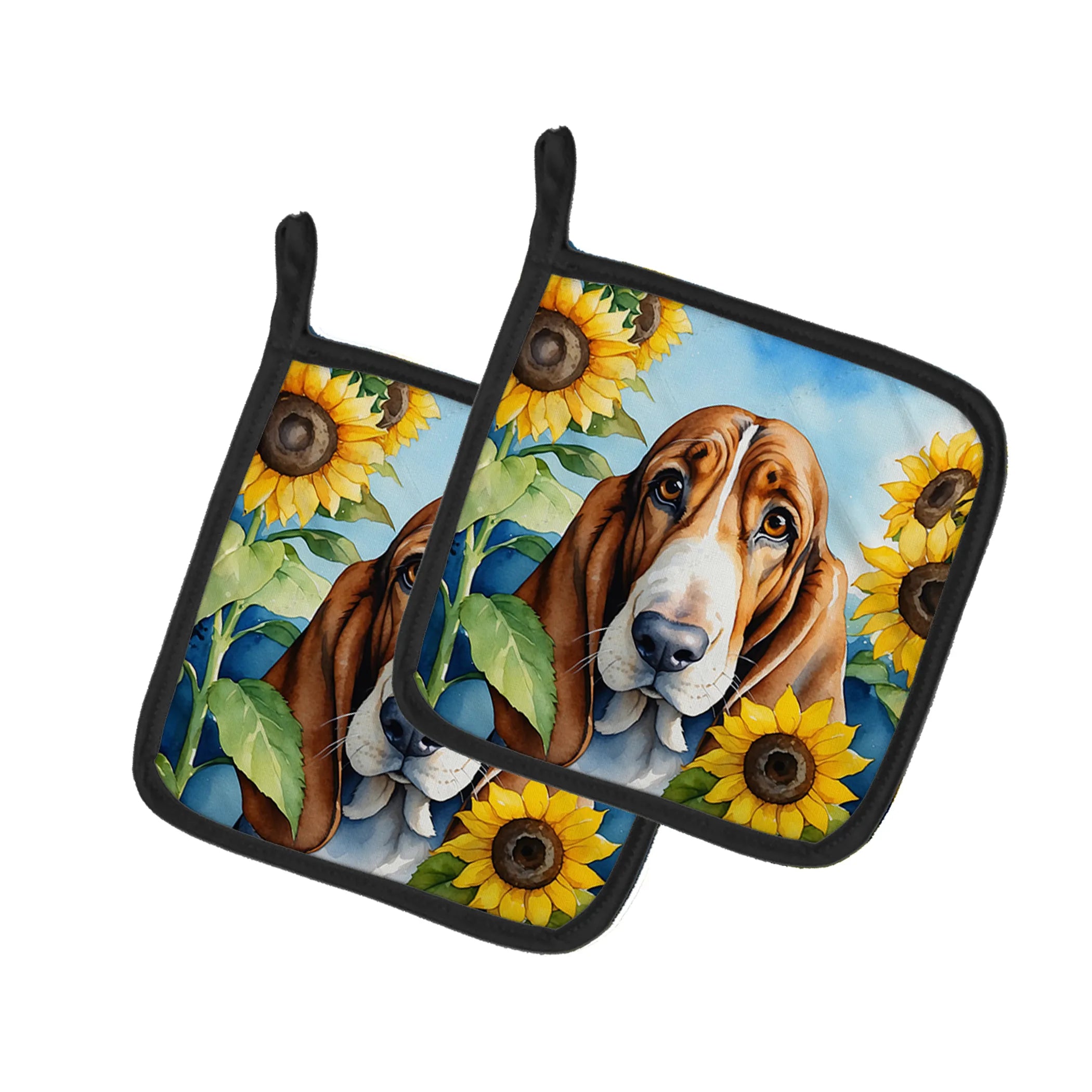 In Sunflowers Pair of Pot Holders - Size: 7.5HX7.5W | Pack Of: 1 | Collection name: In sunflowers