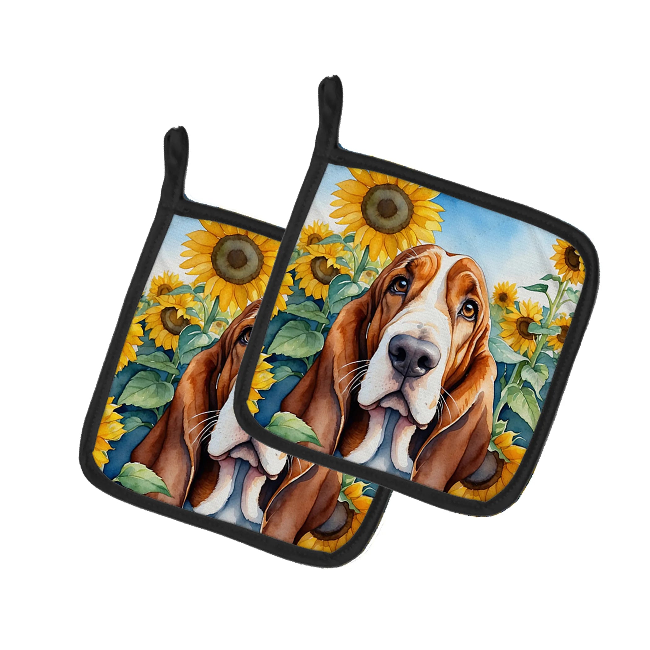 In Sunflowers Pair of Pot Holders - Size: 7.5HX7.5W | Pack Of: 1 | Collection name: In sunflowers
