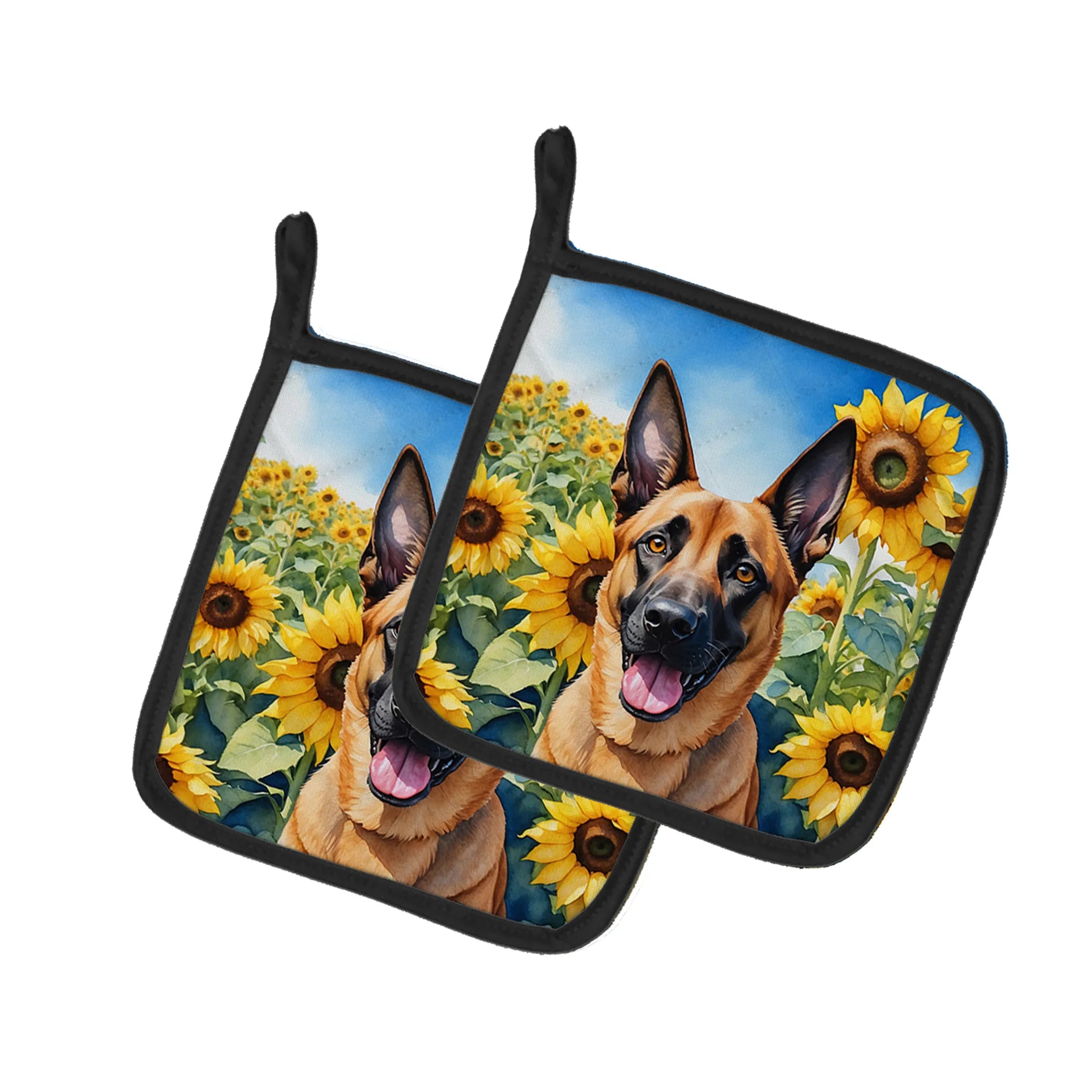 In Sunflowers Pair of Pot Holders - Size: 7.5HX7.5W | Pack Of: 1 | Collection name: In sunflowers