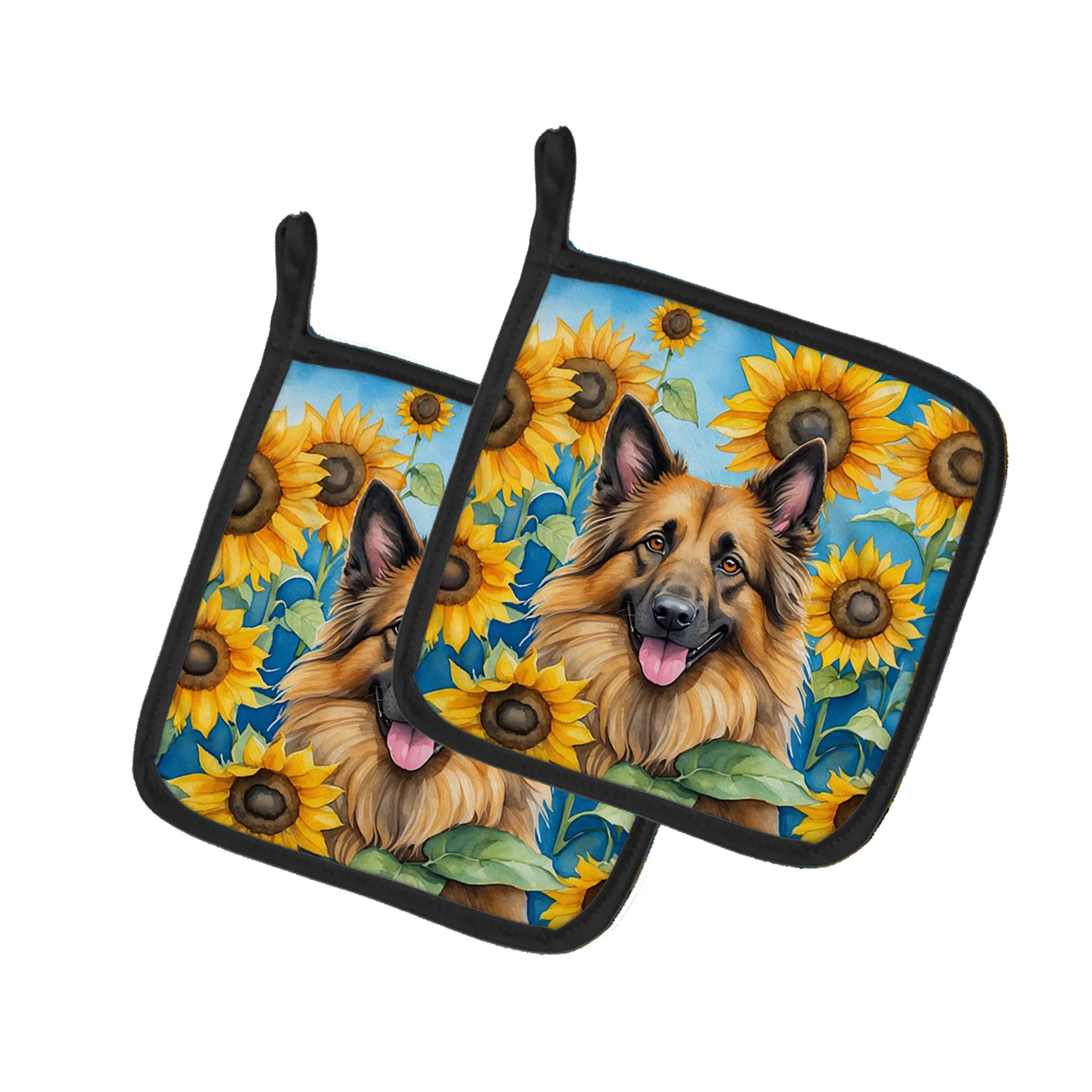 In Sunflowers Pair of Pot Holders - Size: 7.5HX7.5W | Pack Of: 1 | Collection name: In sunflowers
