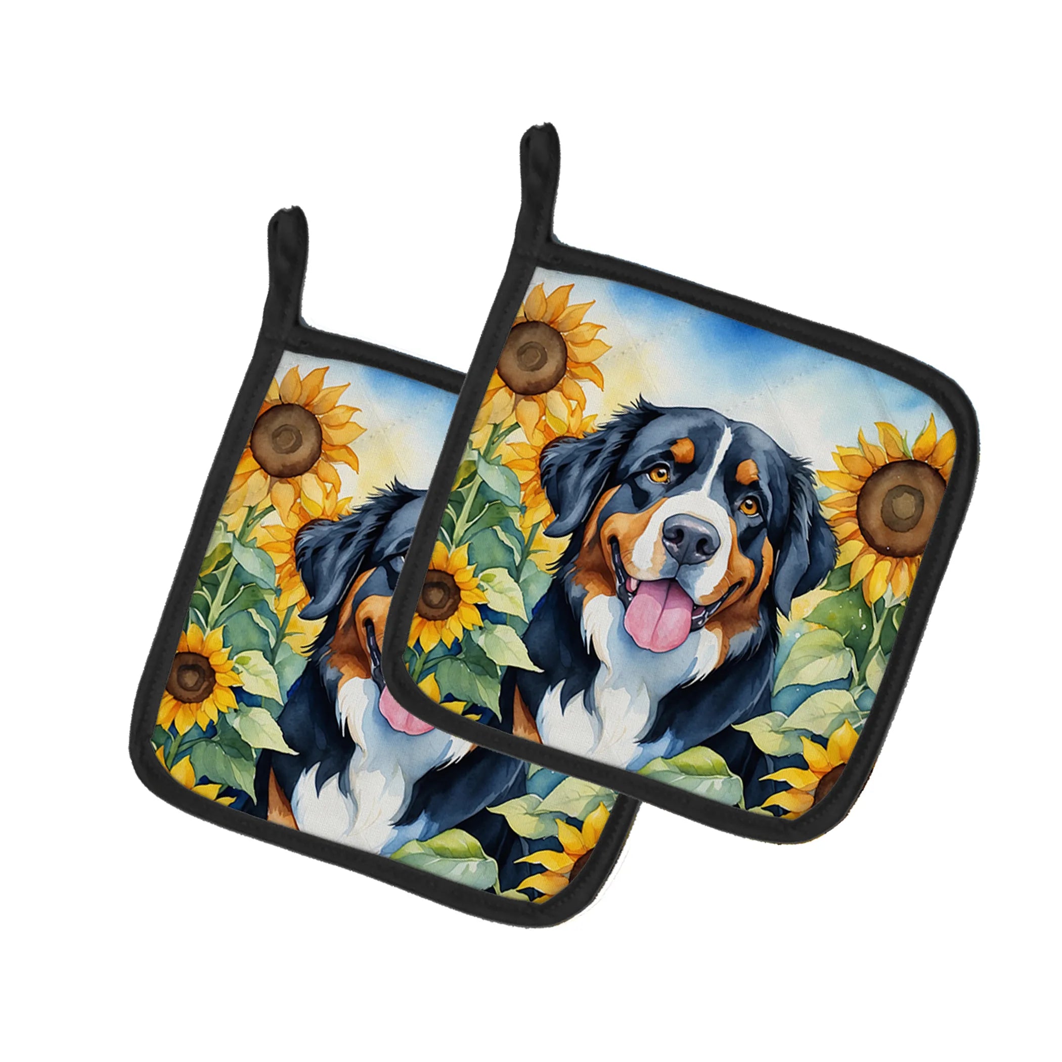 In Sunflowers Pair of Pot Holders - Size: 7.5HX7.5W | Pack Of: 1 | Collection name: In sunflowers