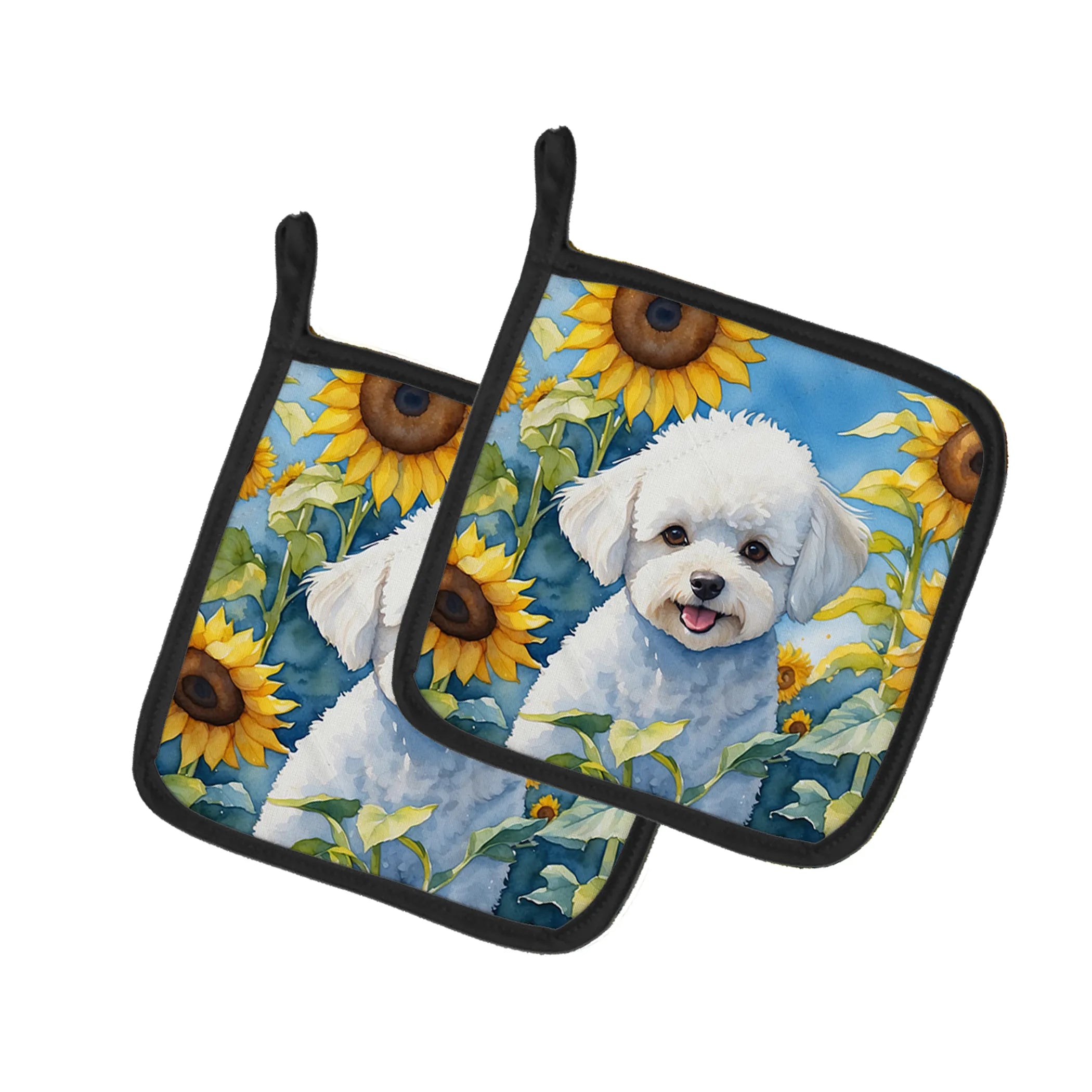 In Sunflowers Pair of Pot Holders - Size: 7.5HX7.5W | Pack Of: 1 | Collection name: In sunflowers
