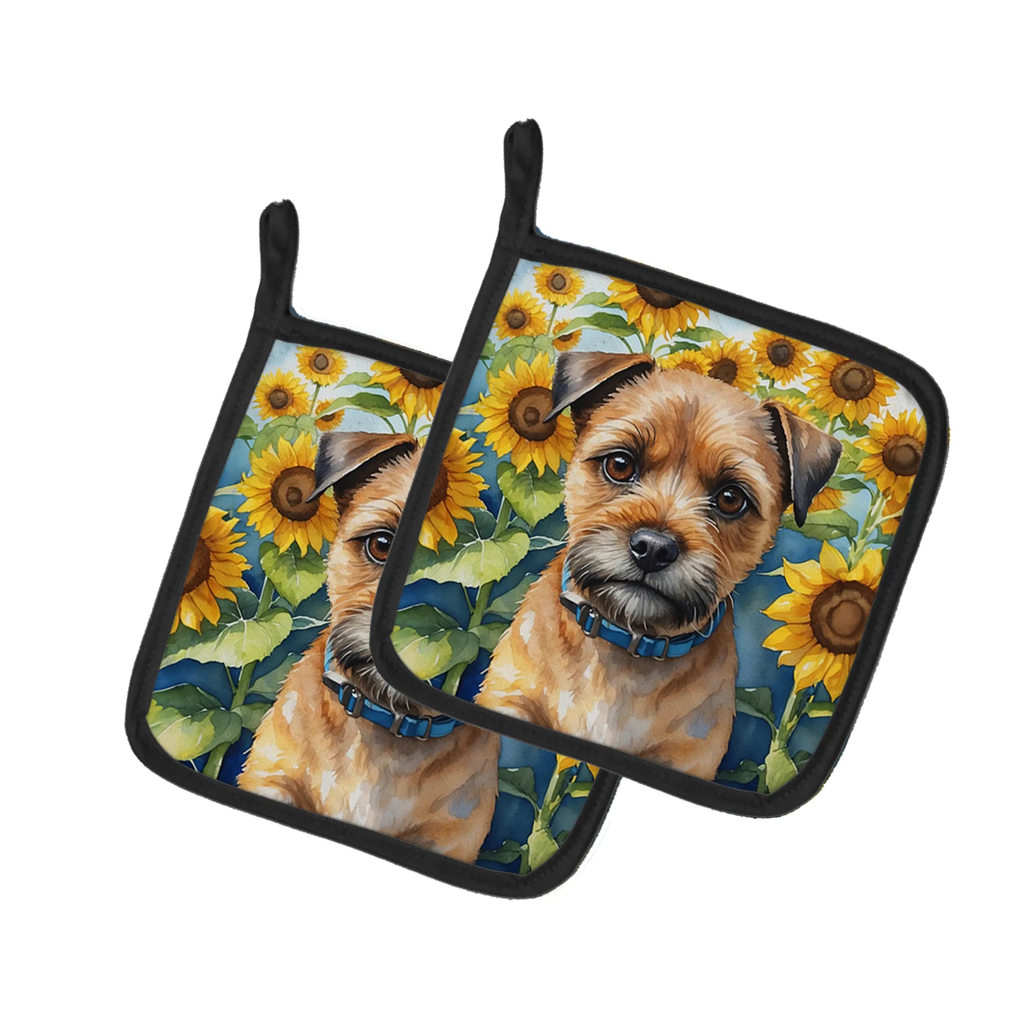 In Sunflowers Pair of Pot Holders - Size: 7.5HX7.5W | Pack Of: 1 | Collection name: In sunflowers