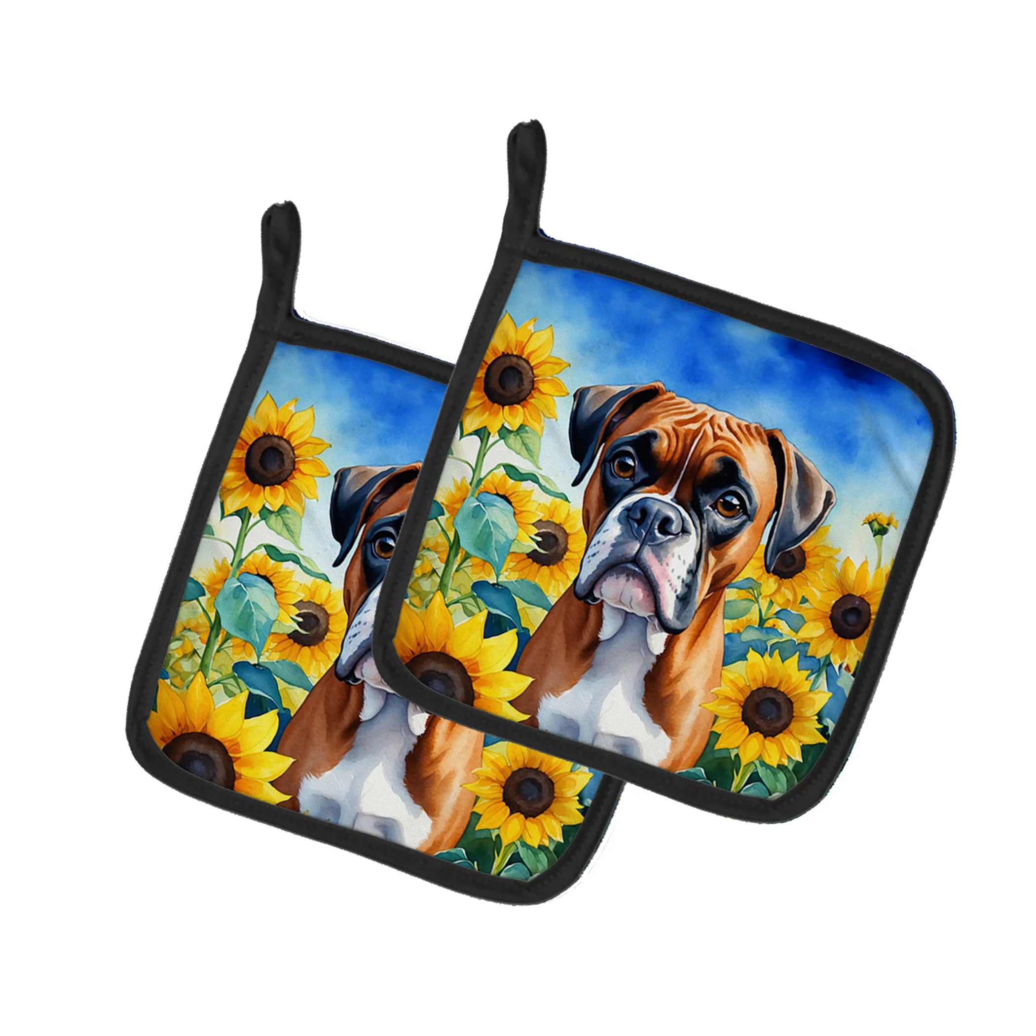 In Sunflowers Pair of Pot Holders - Size: 7.5HX7.5W | Pack Of: 1 | Collection name: In sunflowers