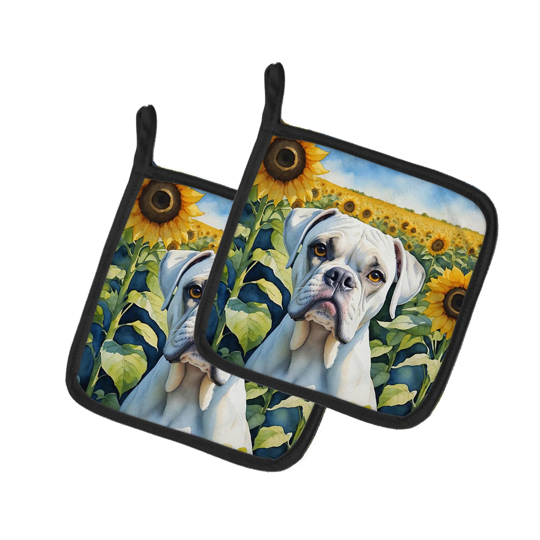 In Sunflowers Pair of Pot Holders - Size: 7.5HX7.5W | Pack Of: 1 | Collection name: In sunflowers