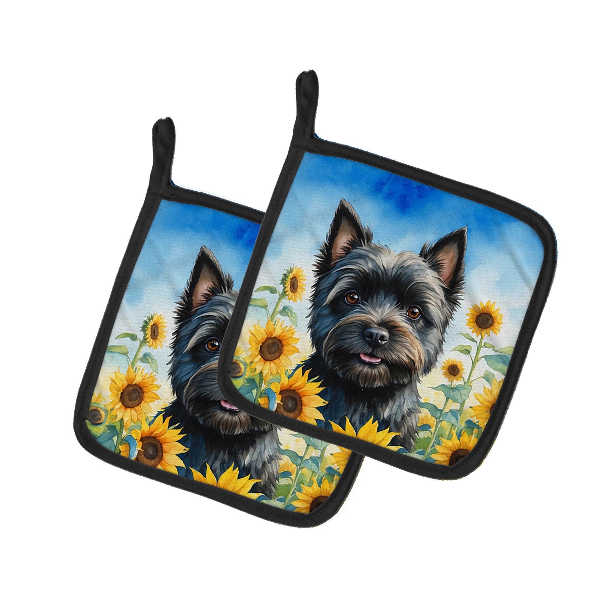 In Sunflowers Pair of Pot Holders - Size: 7.5HX7.5W | Pack Of: 1 | Collection name: In sunflowers