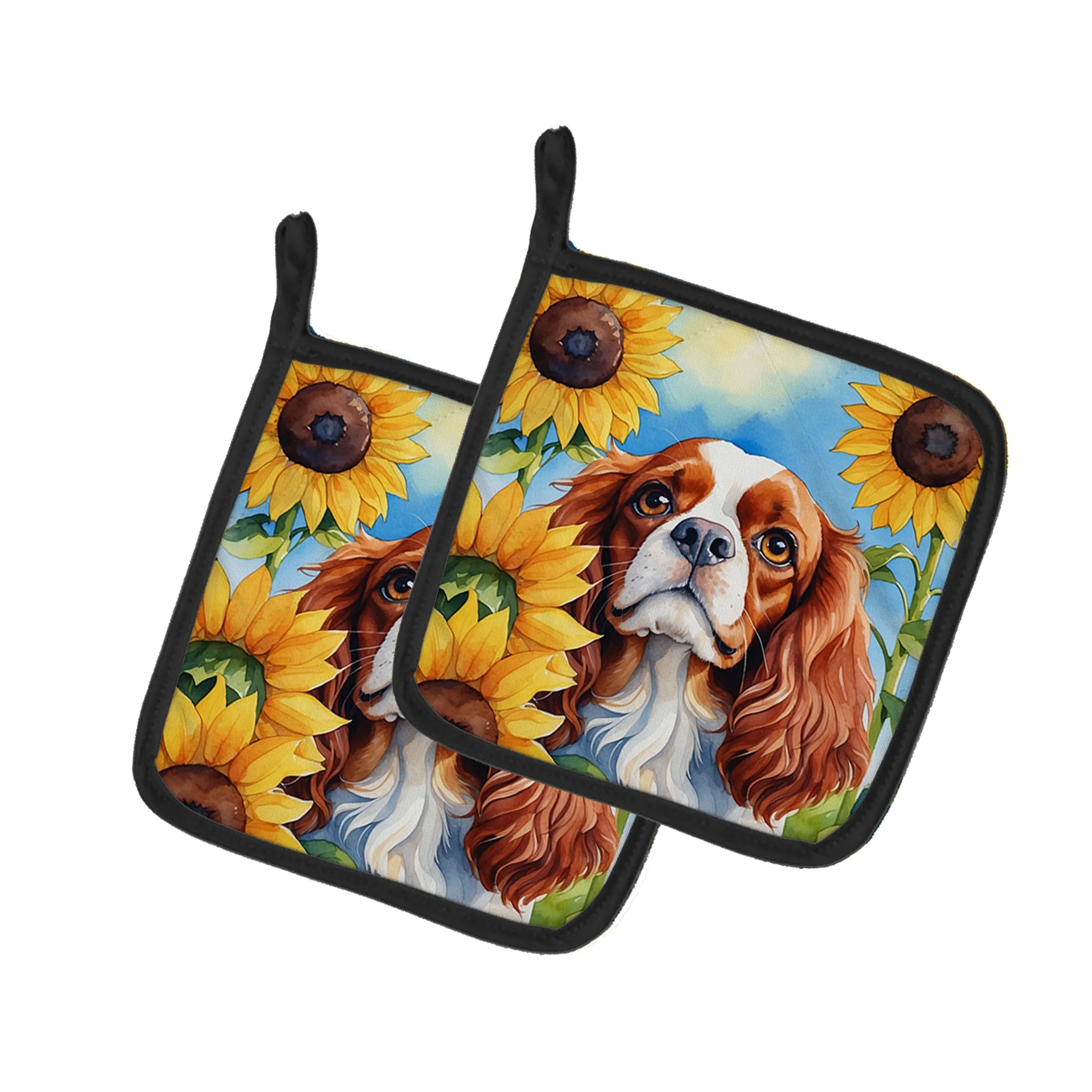 In Sunflowers Pair of Pot Holders - Size: 7.5HX7.5W | Pack Of: 1 | Collection name: In sunflowers