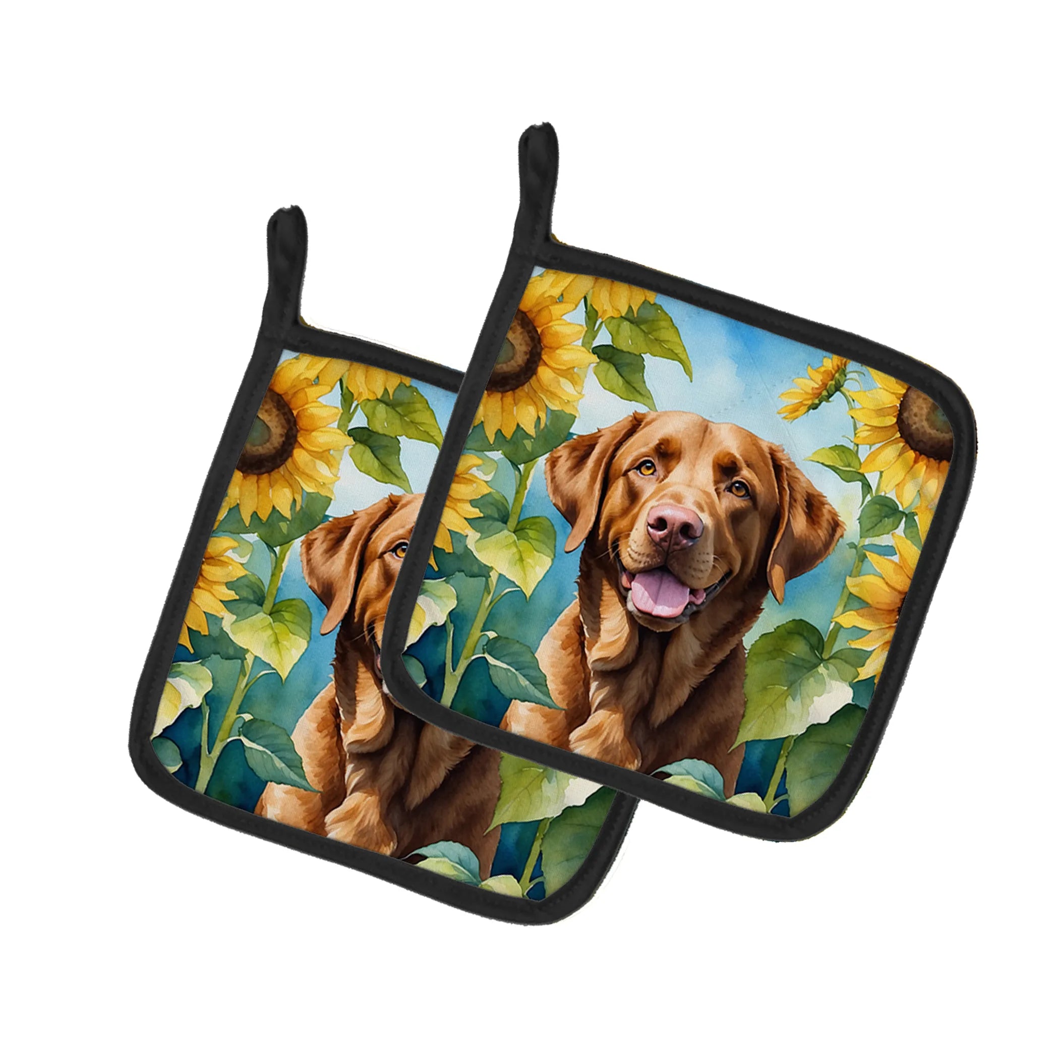 In Sunflowers Pair of Pot Holders - Size: 7.5HX7.5W | Pack Of: 1 | Collection name: In sunflowers