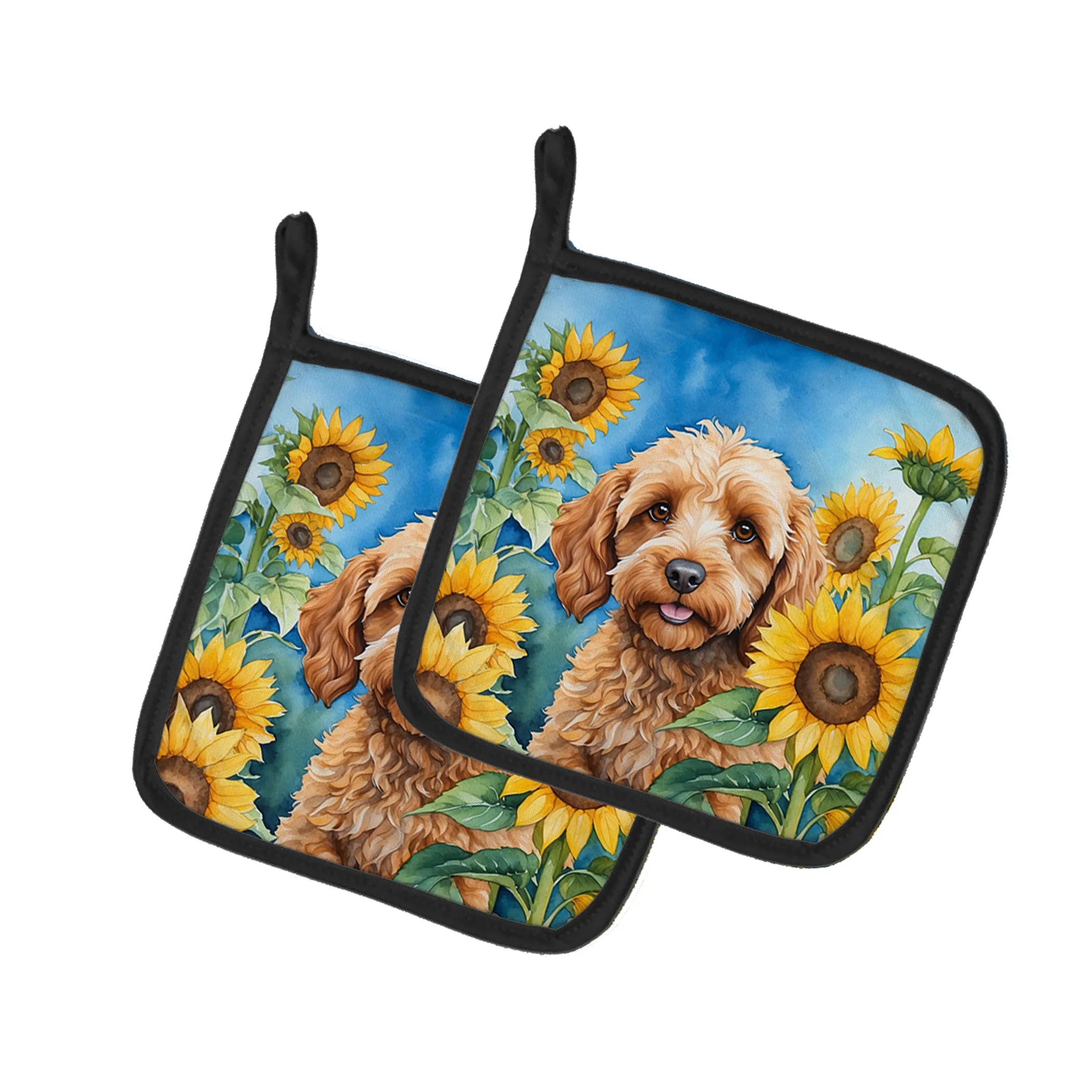 In Sunflowers Pair of Pot Holders - Size: 7.5HX7.5W | Pack Of: 1 | Collection name: In sunflowers