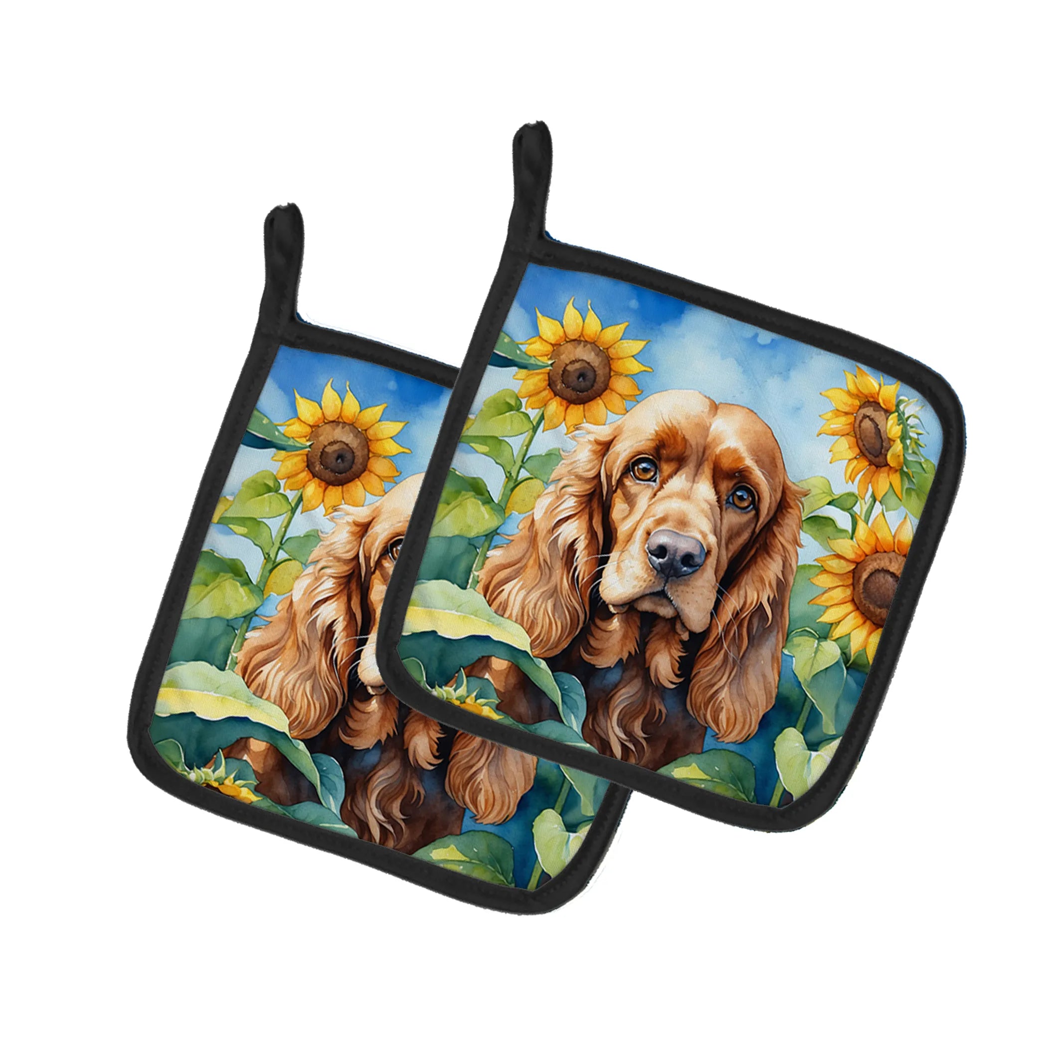 In Sunflowers Pair of Pot Holders - Size: 7.5HX7.5W | Pack Of: 1 | Collection name: In sunflowers