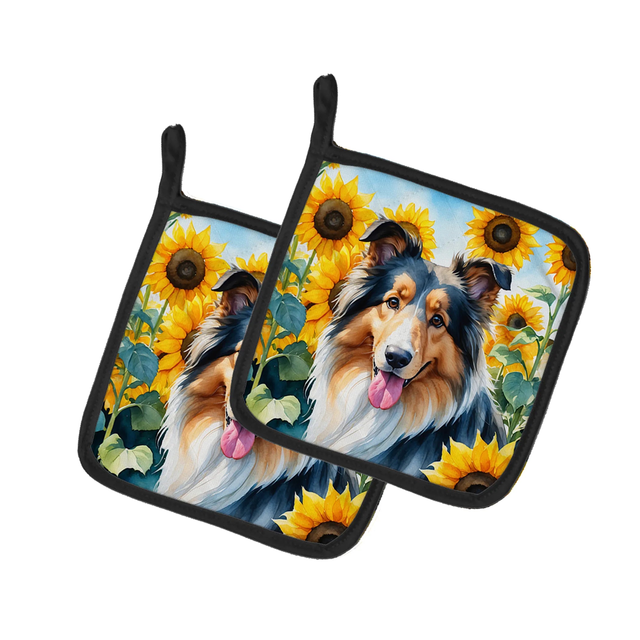 In Sunflowers Pair of Pot Holders - Size: 7.5HX7.5W | Pack Of: 1 | Collection name: In sunflowers