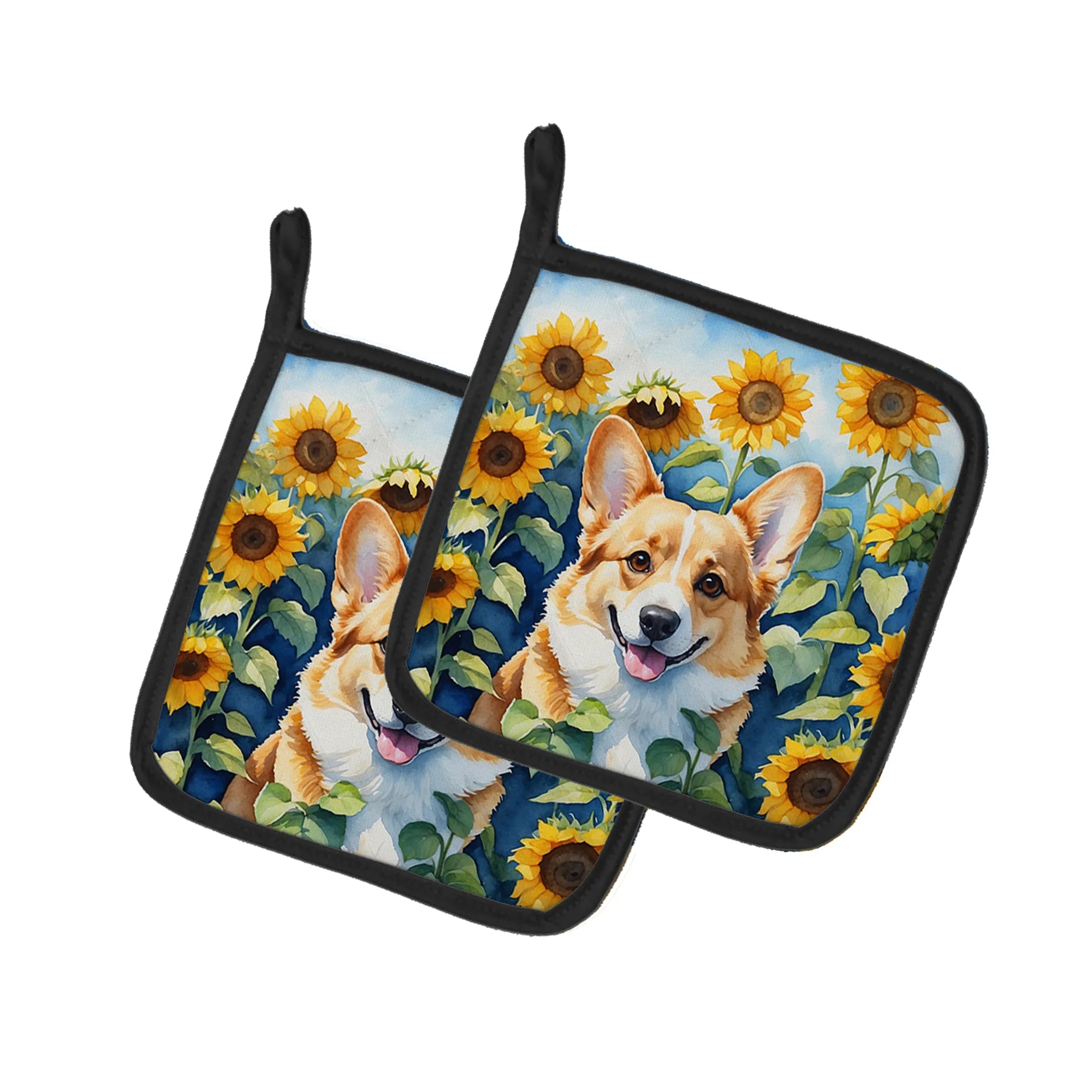 In Sunflowers Pair of Pot Holders - Size: 7.5HX7.5W | Pack Of: 1 | Collection name: In sunflowers