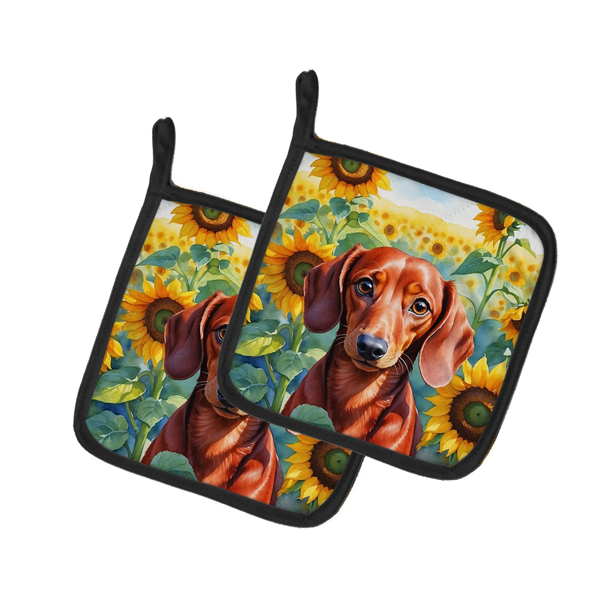 In Sunflowers Pair of Pot Holders - Size: 7.5HX7.5W | Pack Of: 1 | Collection name: In sunflowers