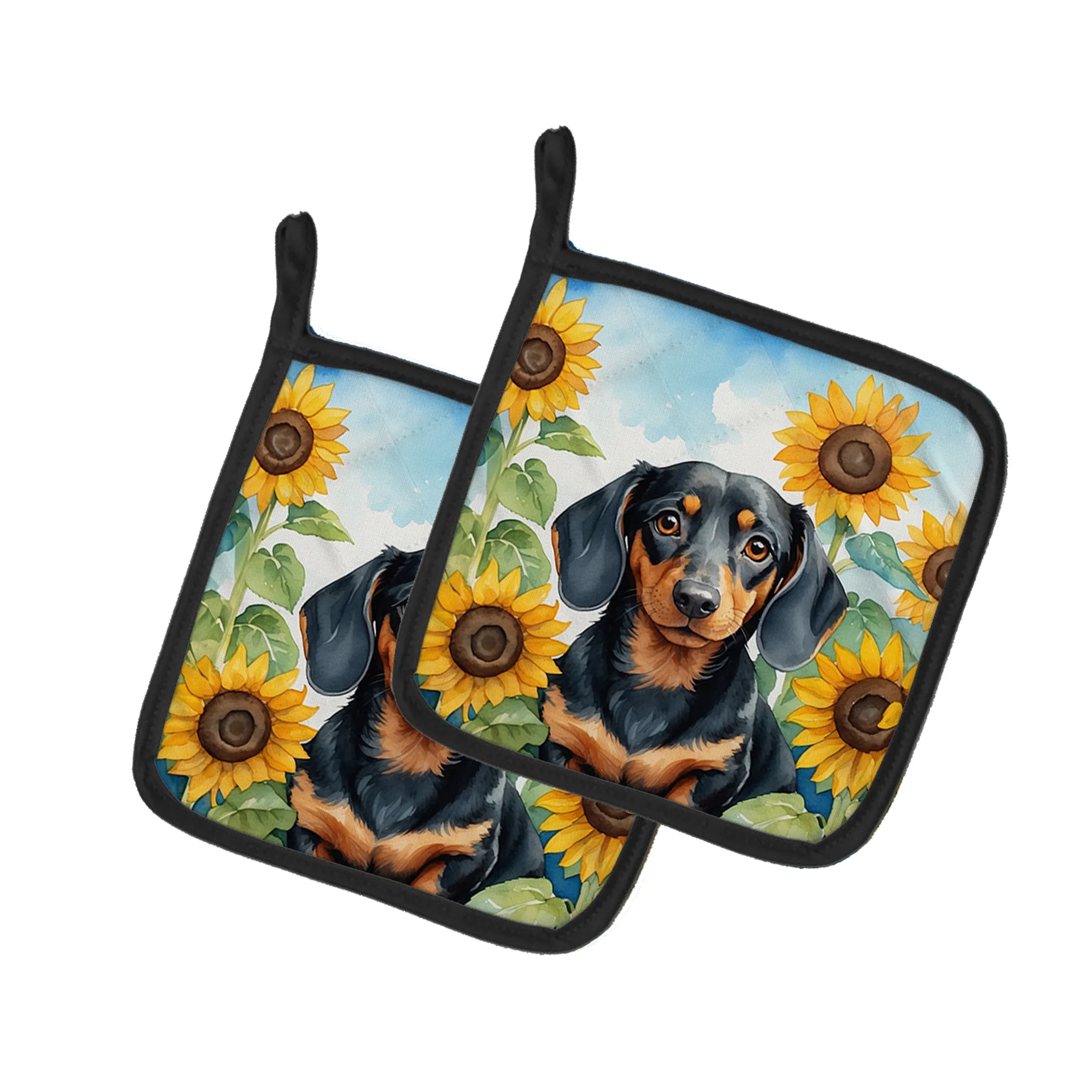 In Sunflowers Pair of Pot Holders - Size: 7.5HX7.5W | Pack Of: 1 | Collection name: In sunflowers