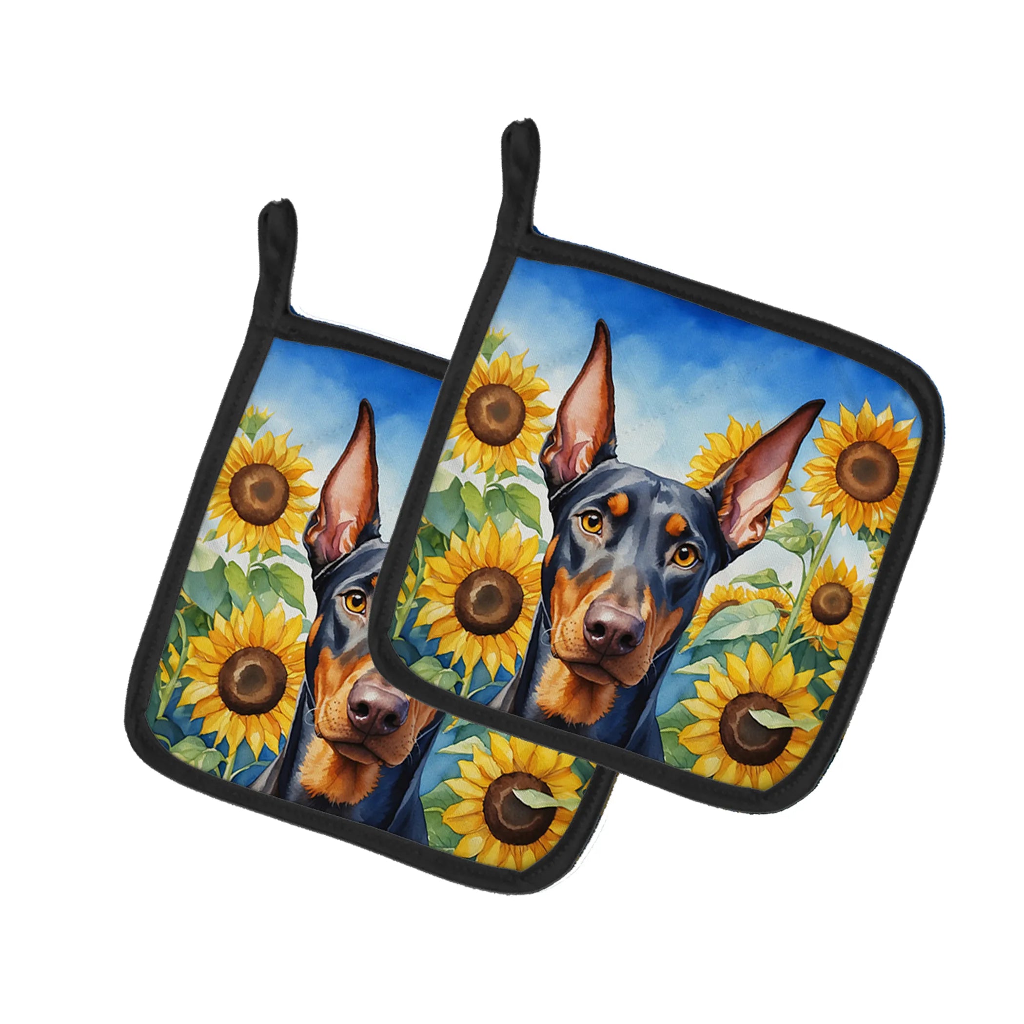 In Sunflowers Pair of Pot Holders - Size: 7.5HX7.5W | Pack Of: 1 | Collection name: In sunflowers