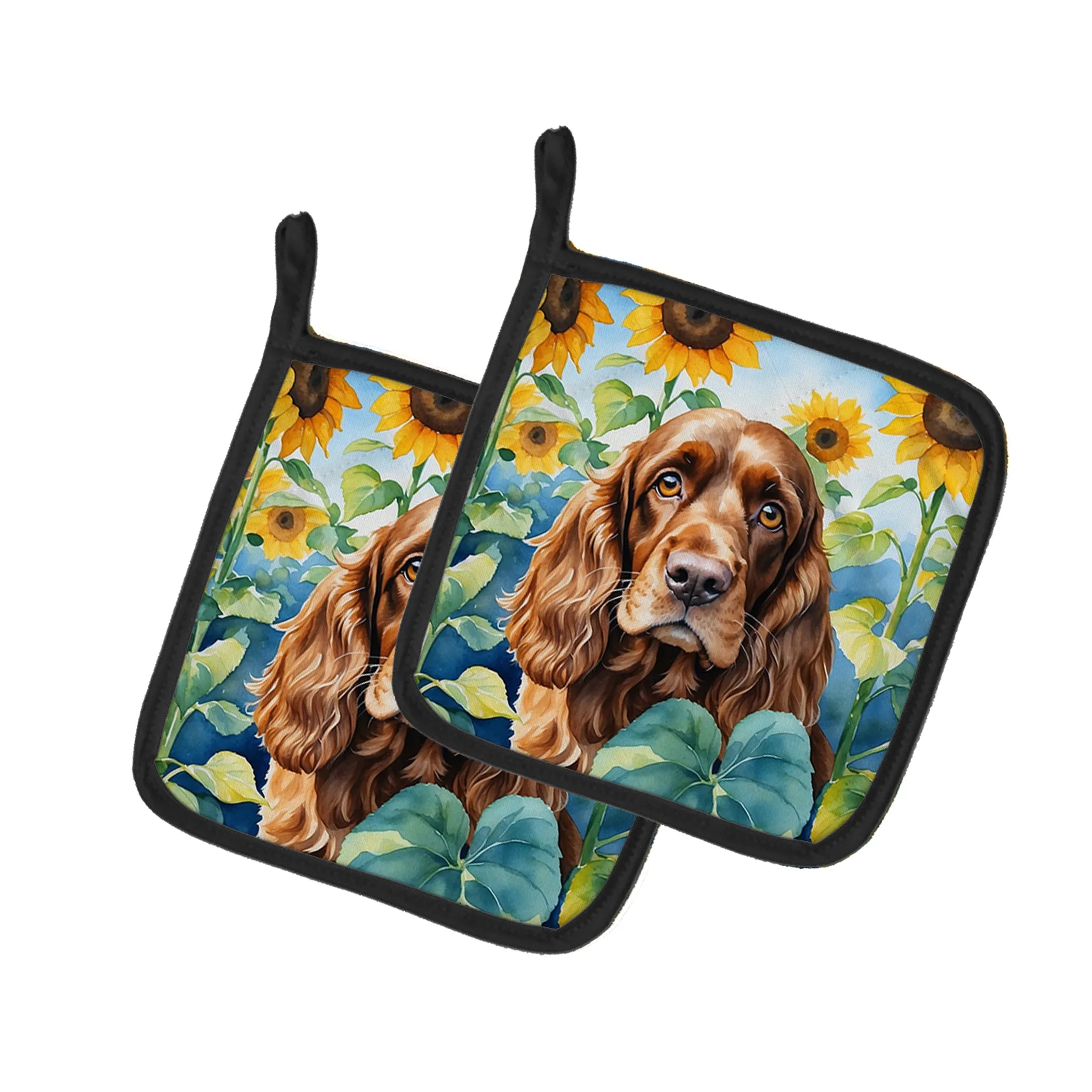 In Sunflowers Pair of Pot Holders - Size: 7.5HX7.5W | Pack Of: 1 | Collection name: In sunflowers