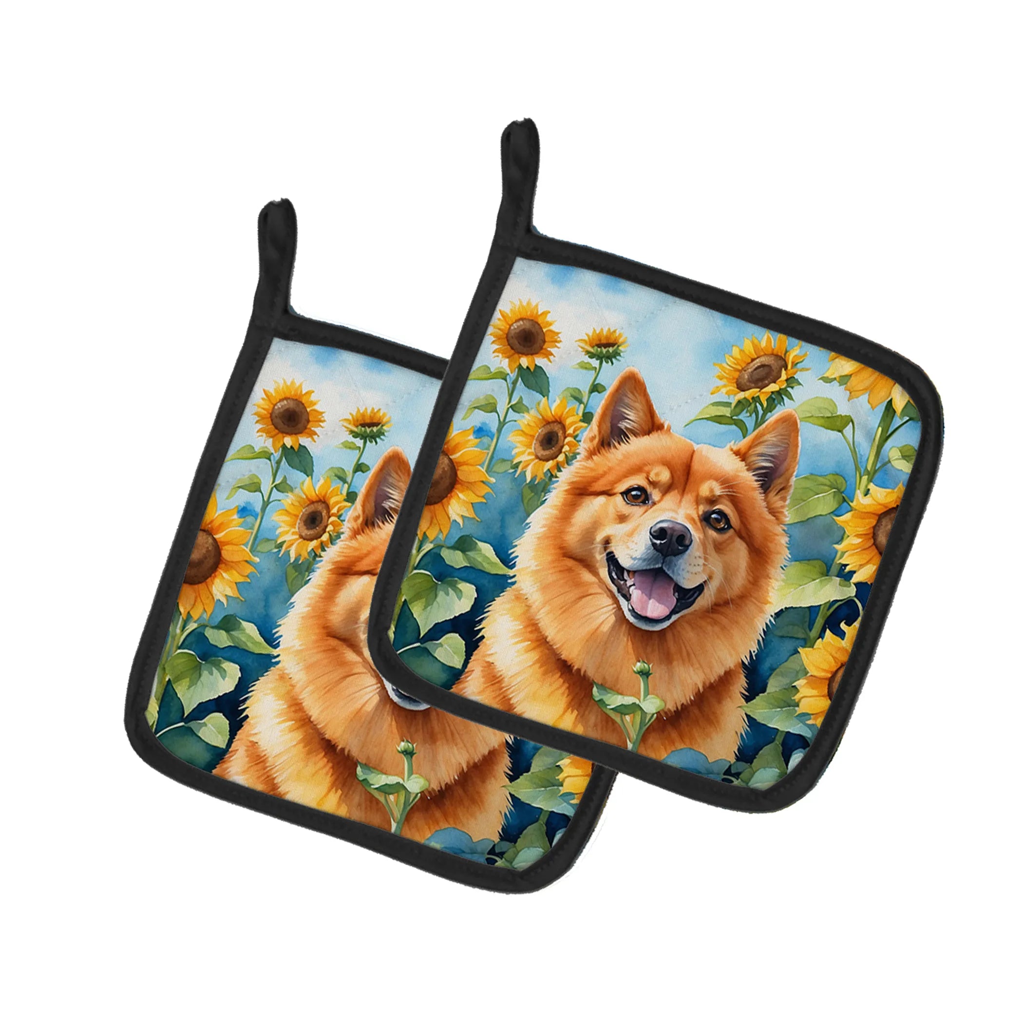 In Sunflowers Pair of Pot Holders - Size: 7.5HX7.5W | Pack Of: 1 | Collection name: In sunflowers