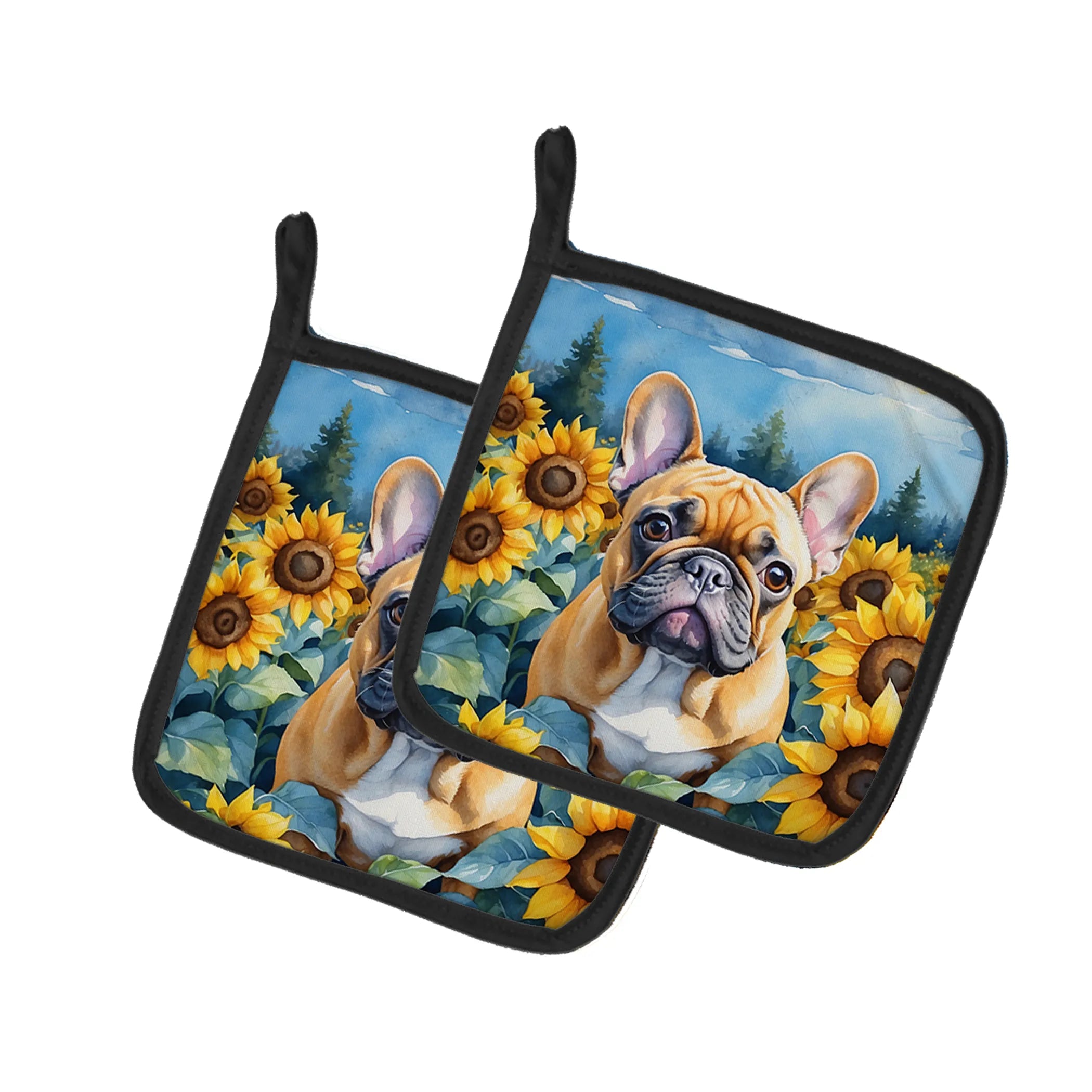 In Sunflowers Pair of Pot Holders - Size: 7.5HX7.5W | Pack Of: 1 | Collection name: In sunflowers