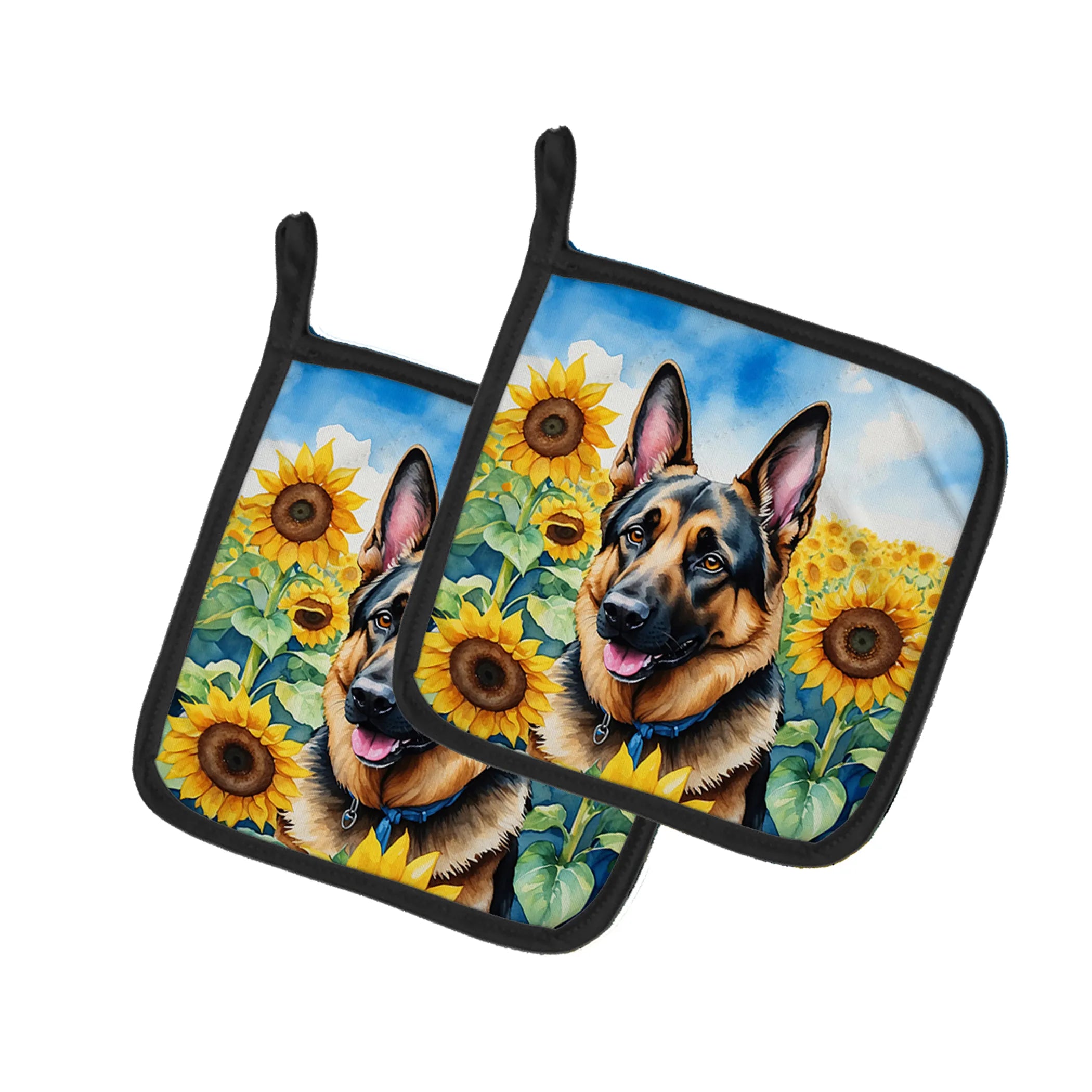 In Sunflowers Pair of Pot Holders - Size: 7.5HX7.5W | Pack Of: 1 | Collection name: In sunflowers