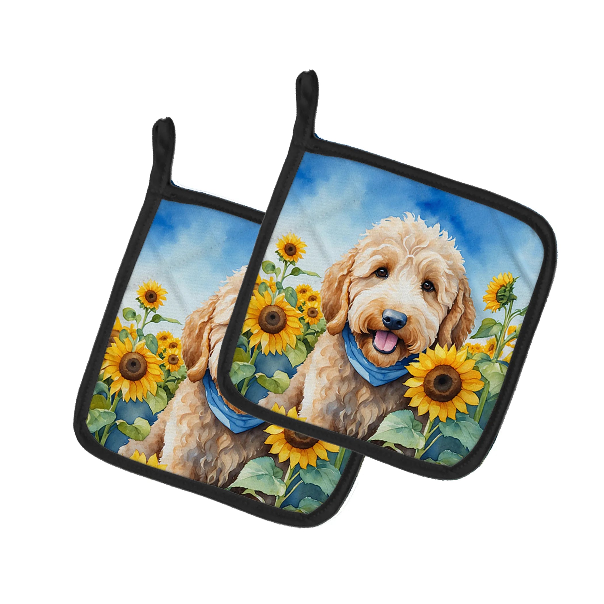 In Sunflowers Pair of Pot Holders - Size: 7.5HX7.5W | Pack Of: 1 | Collection name: In sunflowers