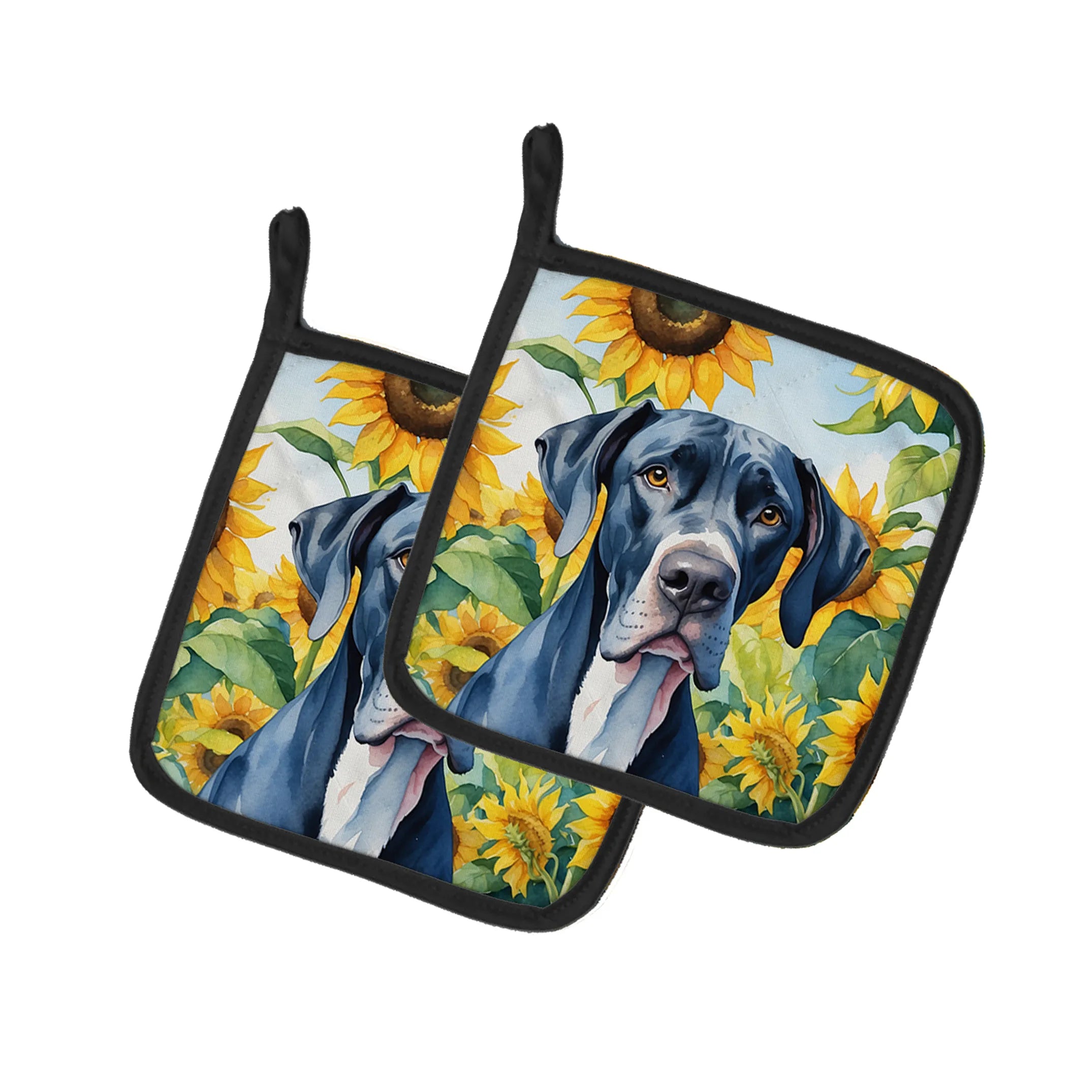 In Sunflowers Pair of Pot Holders - Size: 7.5HX7.5W | Pack Of: 1 | Collection name: In sunflowers