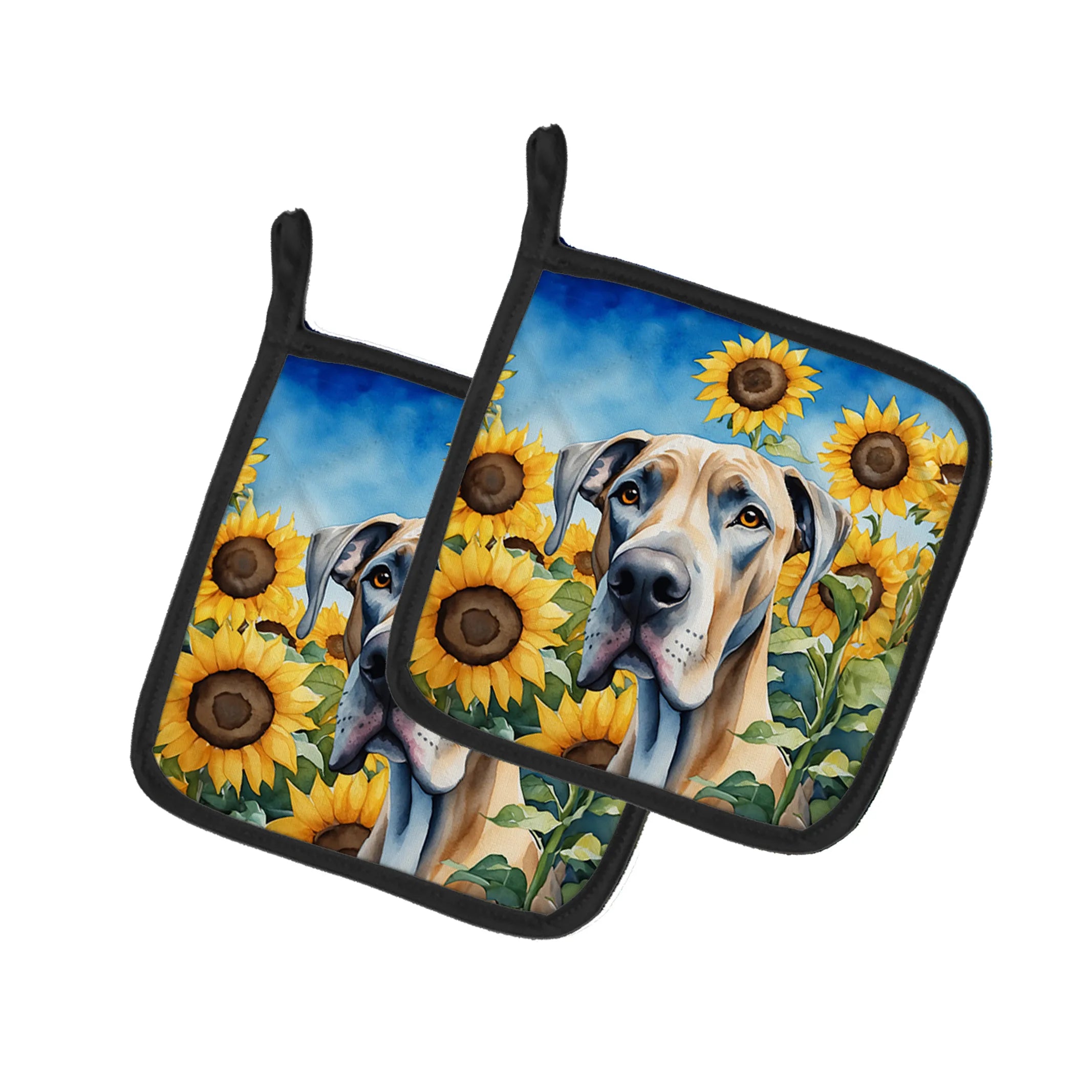 In Sunflowers Pair of Pot Holders - Size: 7.5HX7.5W | Pack Of: 1 | Collection name: In sunflowers