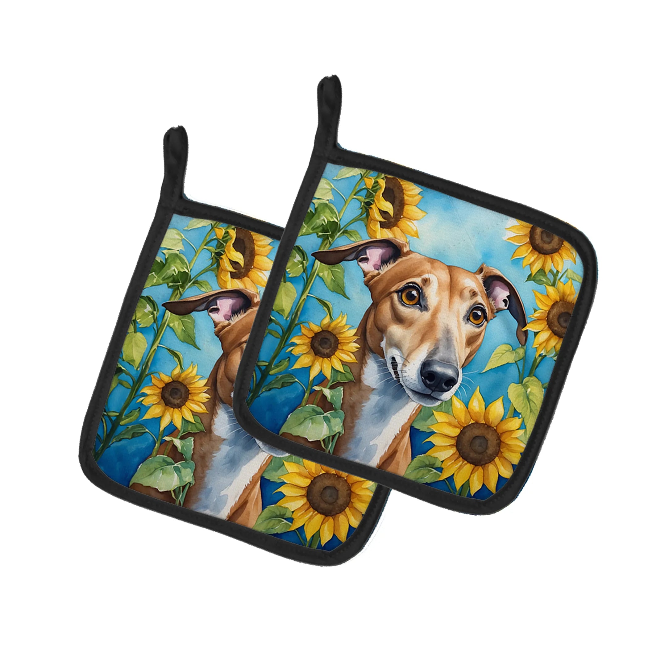 In Sunflowers Pair of Pot Holders - Size: 7.5HX7.5W | Pack Of: 1 | Collection name: In sunflowers