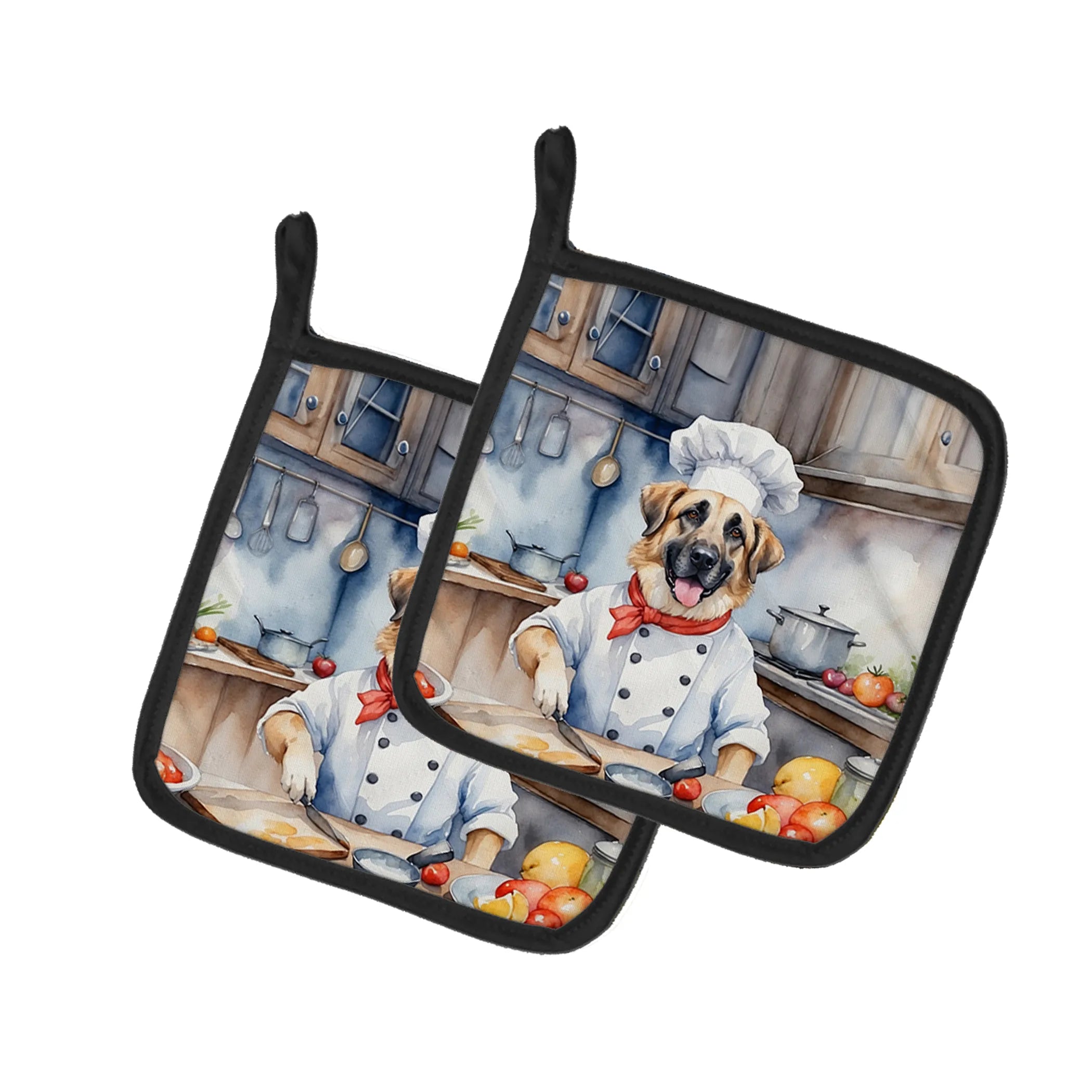 The Dog Chef Pair of Pot Holders - Size: 7.5HX7.5W | Pack Of: 1 | Collection name: The dog chef