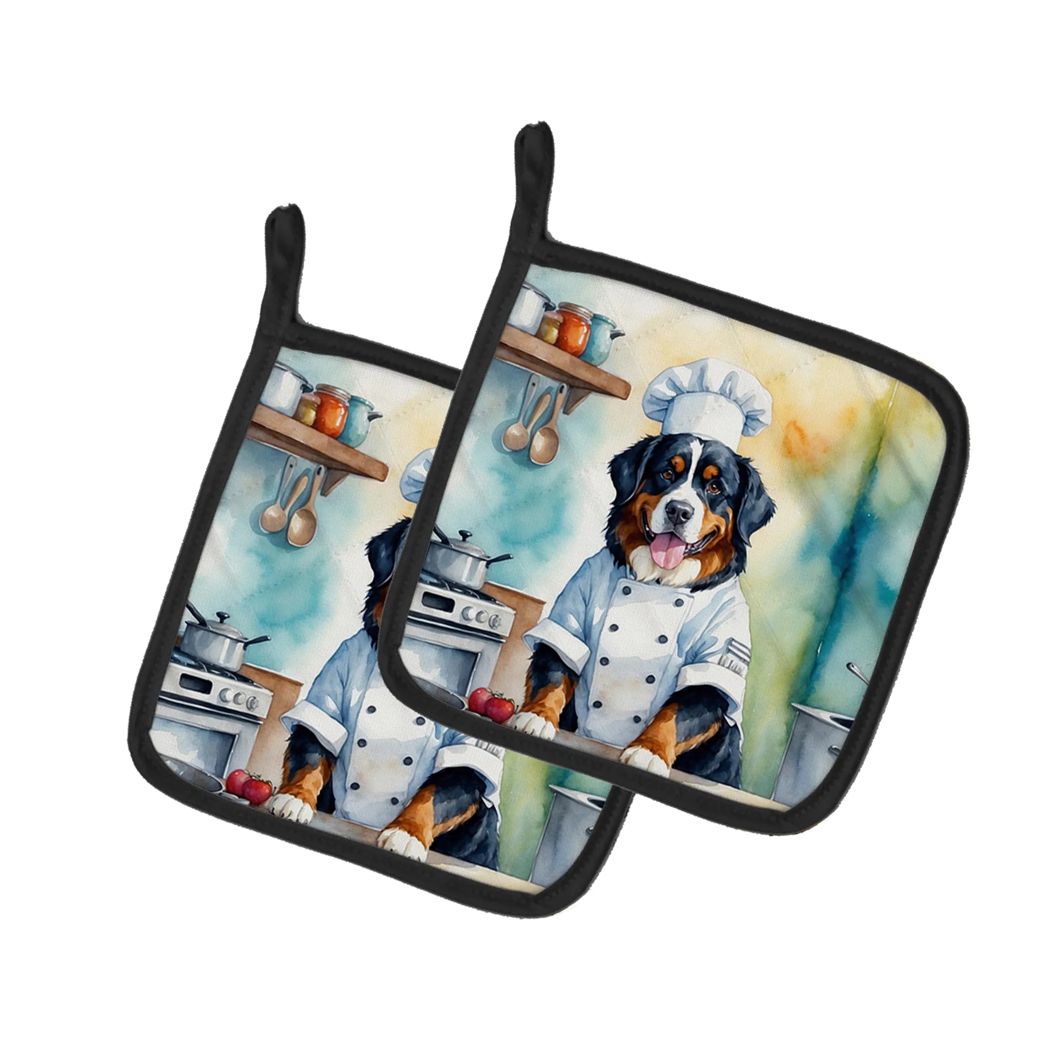 The Dog Chef Pair of Pot Holders - Size: 7.5HX7.5W | Pack Of: 1 | Collection name: The dog chef