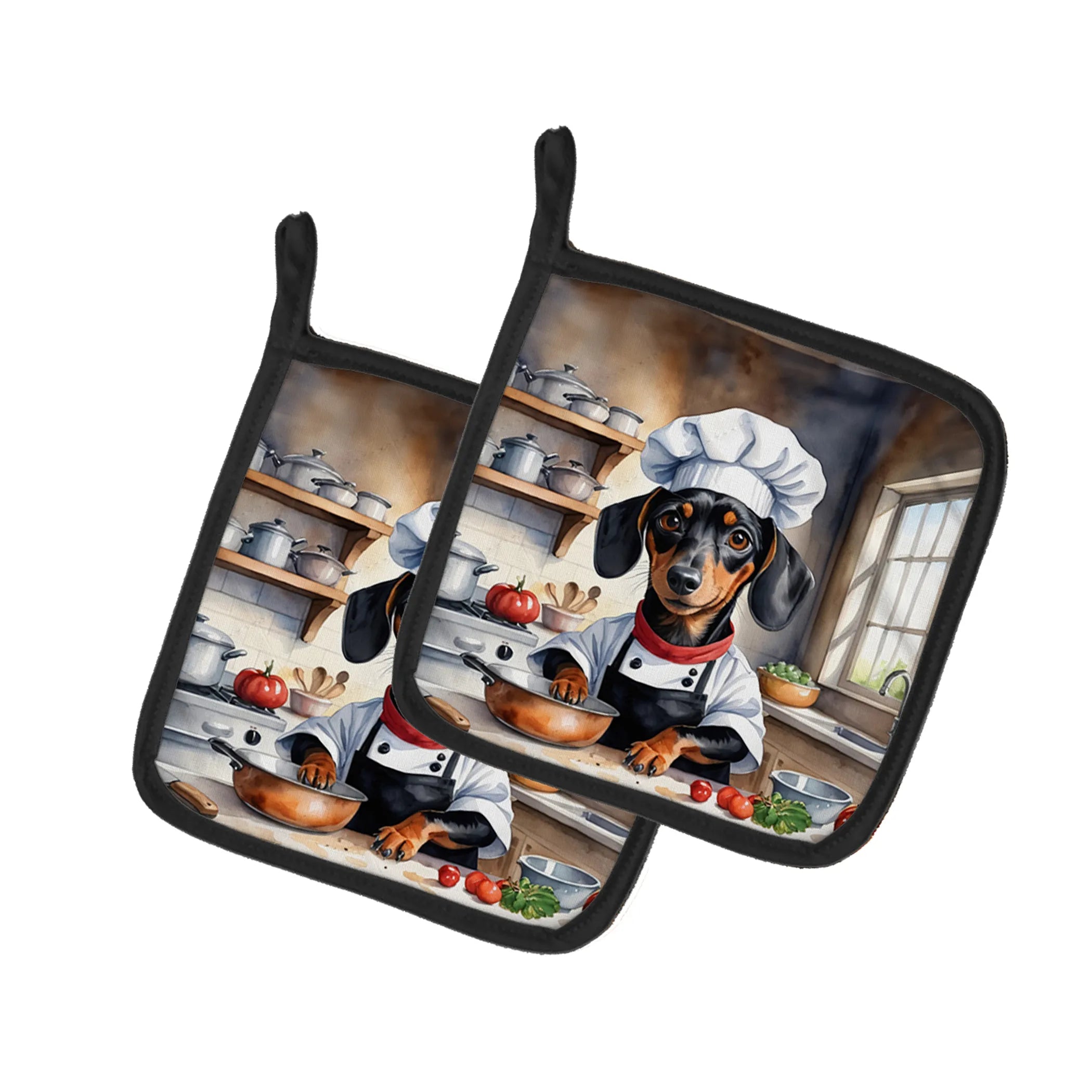 The Dog Chef Pair of Pot Holders - Size: 7.5HX7.5W | Pack Of: 1 | Collection name: The dog chef