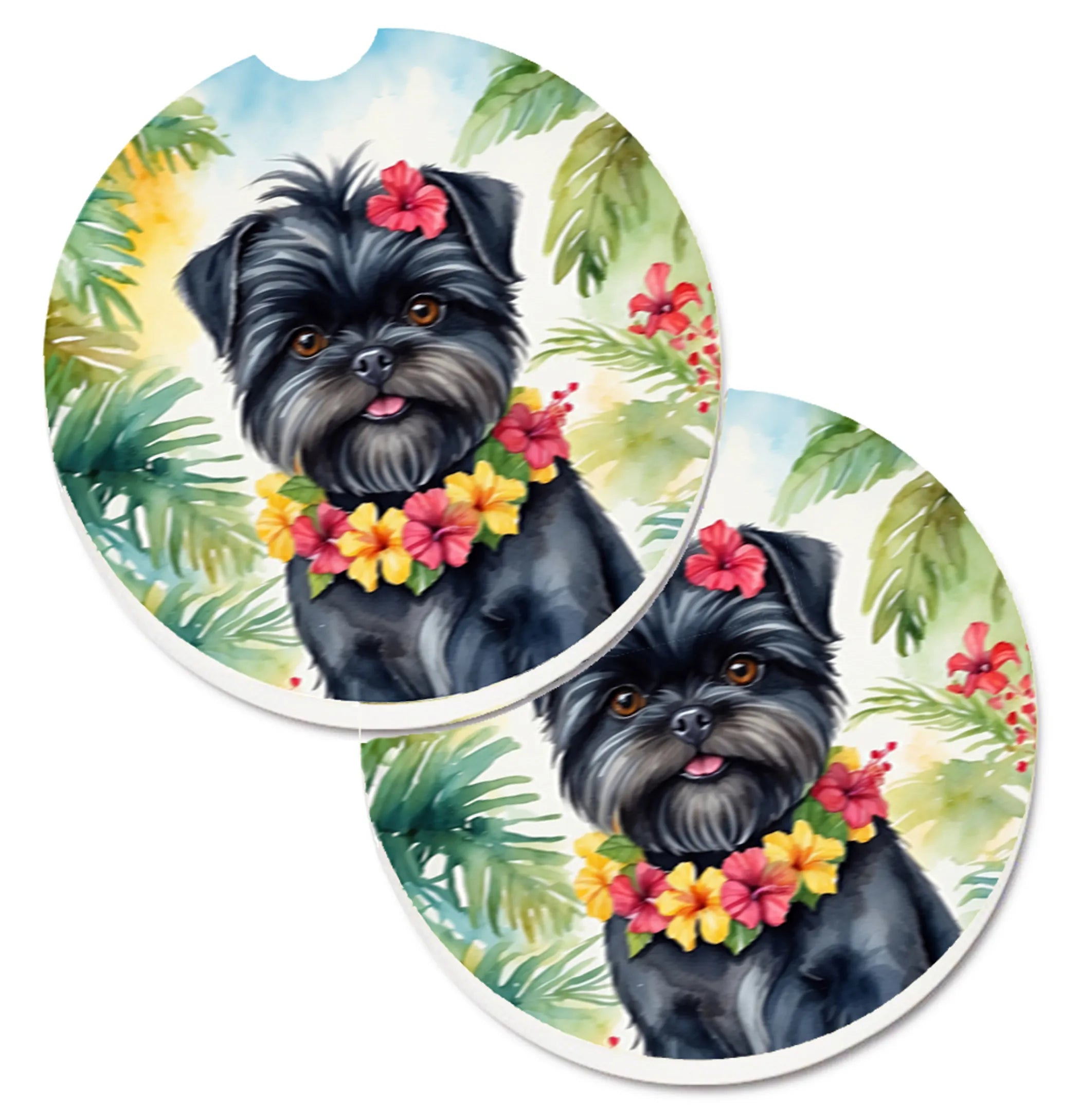 Luau Party Set of 2 Cup Holder Car Coasters - Size: 2.56 | Pack Of: 1 | Collection name: Luau party