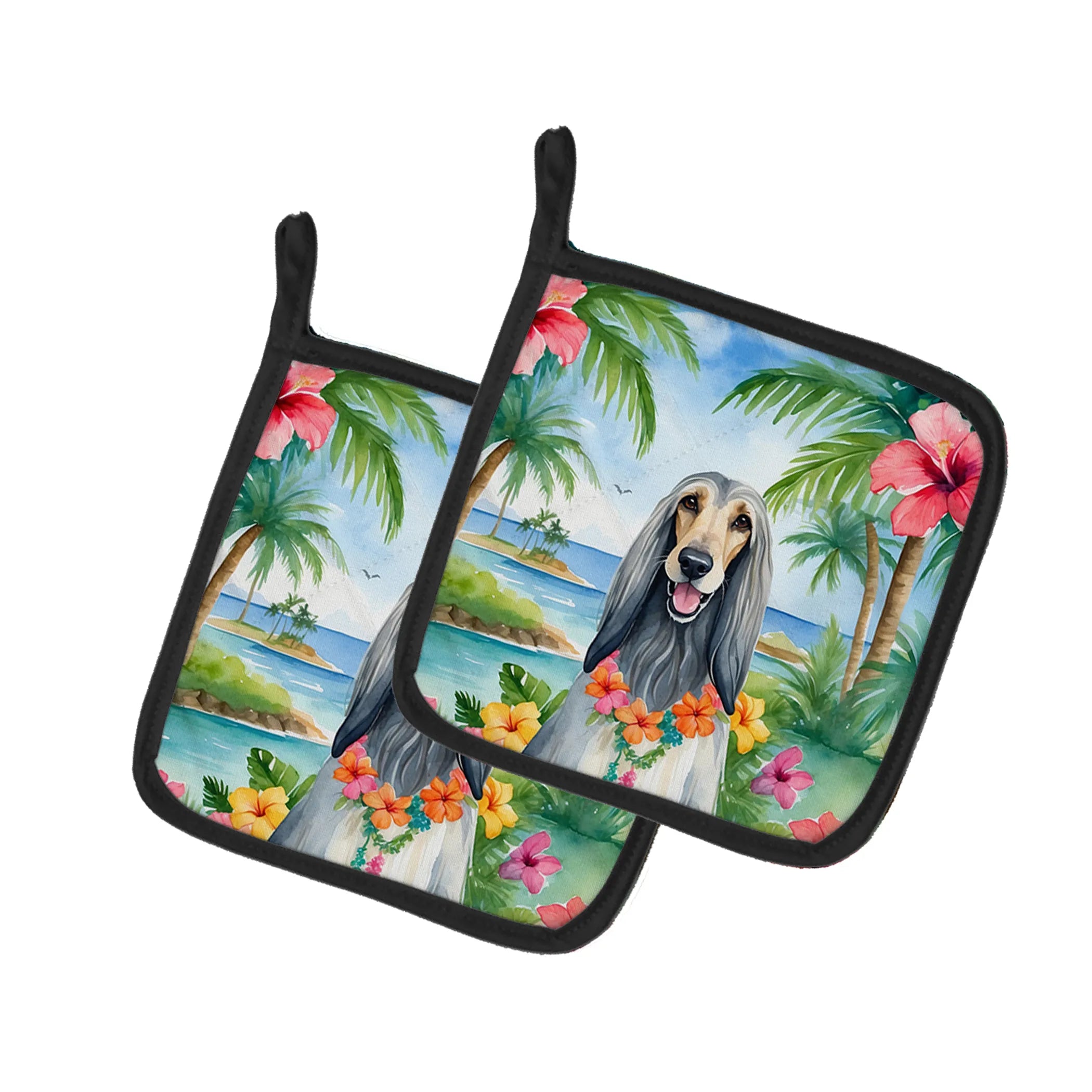 Luau Party Pair of Pot Holders - Size: 7.5HX7.5W | Pack Of: 1 | Collection name: Luau party