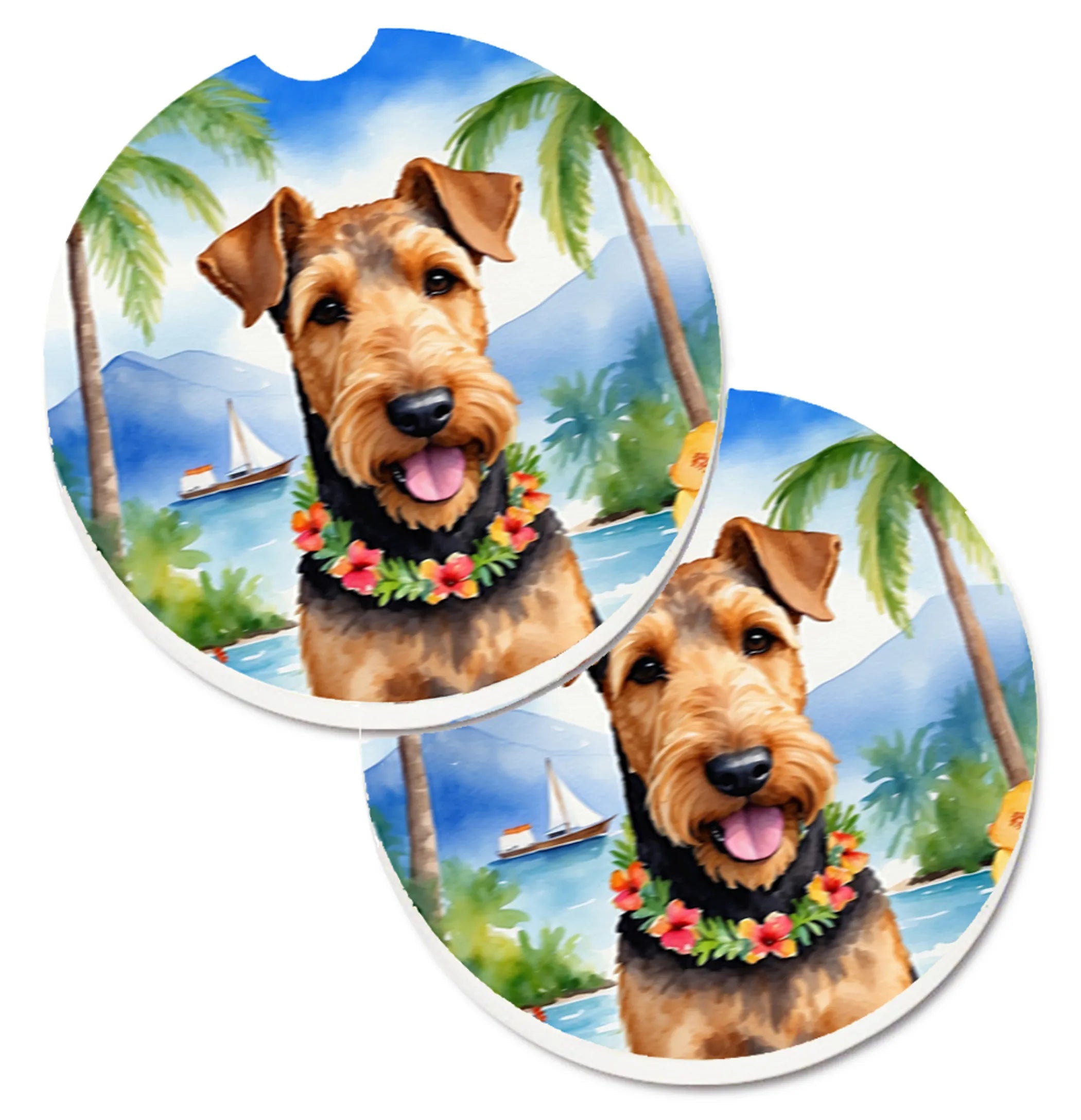 Luau Party Set of 2 Cup Holder Car Coasters - Size: 2.56 | Pack Of: 1 | Collection name: Luau party