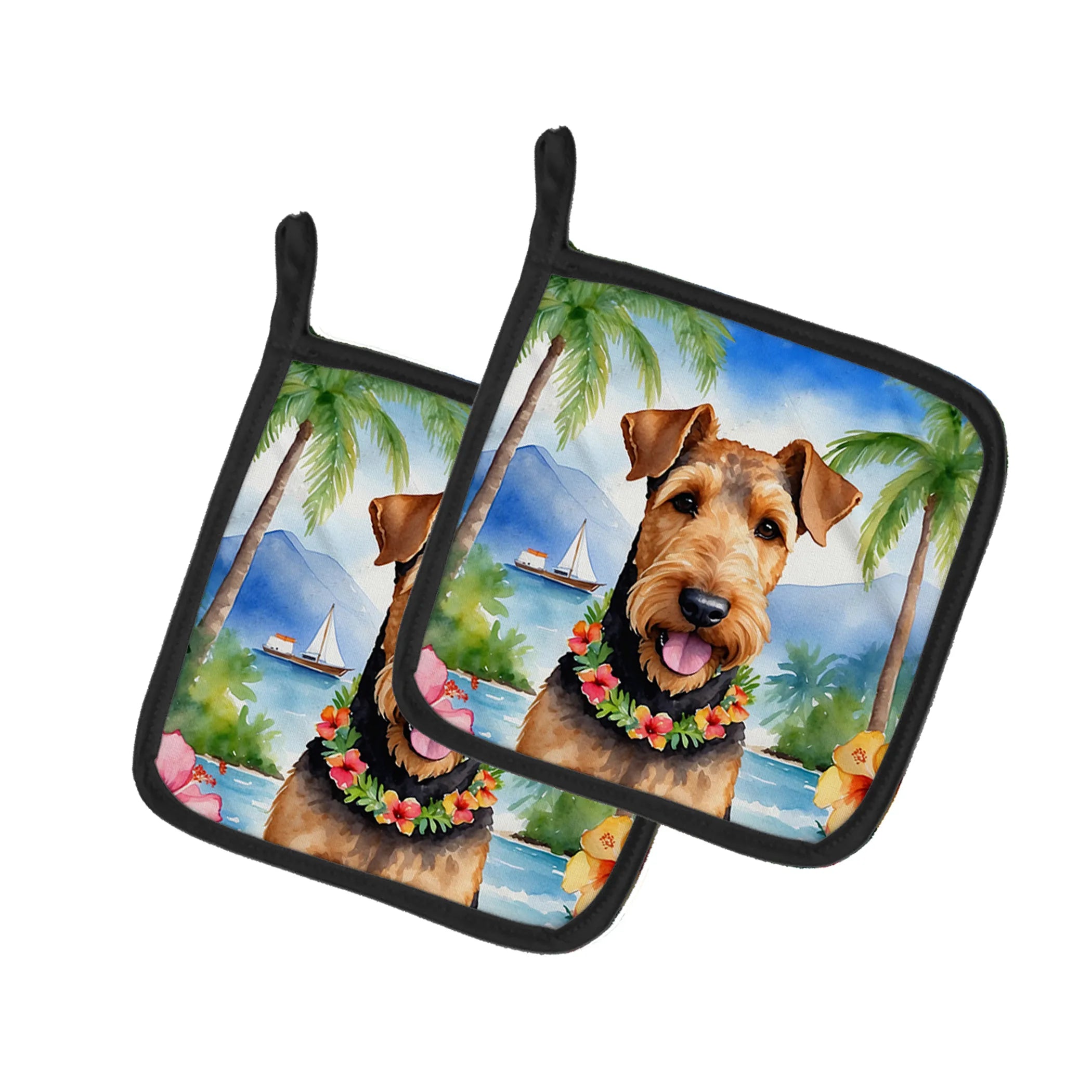 Luau Party Pair of Pot Holders - Size: 7.5HX7.5W | Pack Of: 1 | Collection name: Luau party