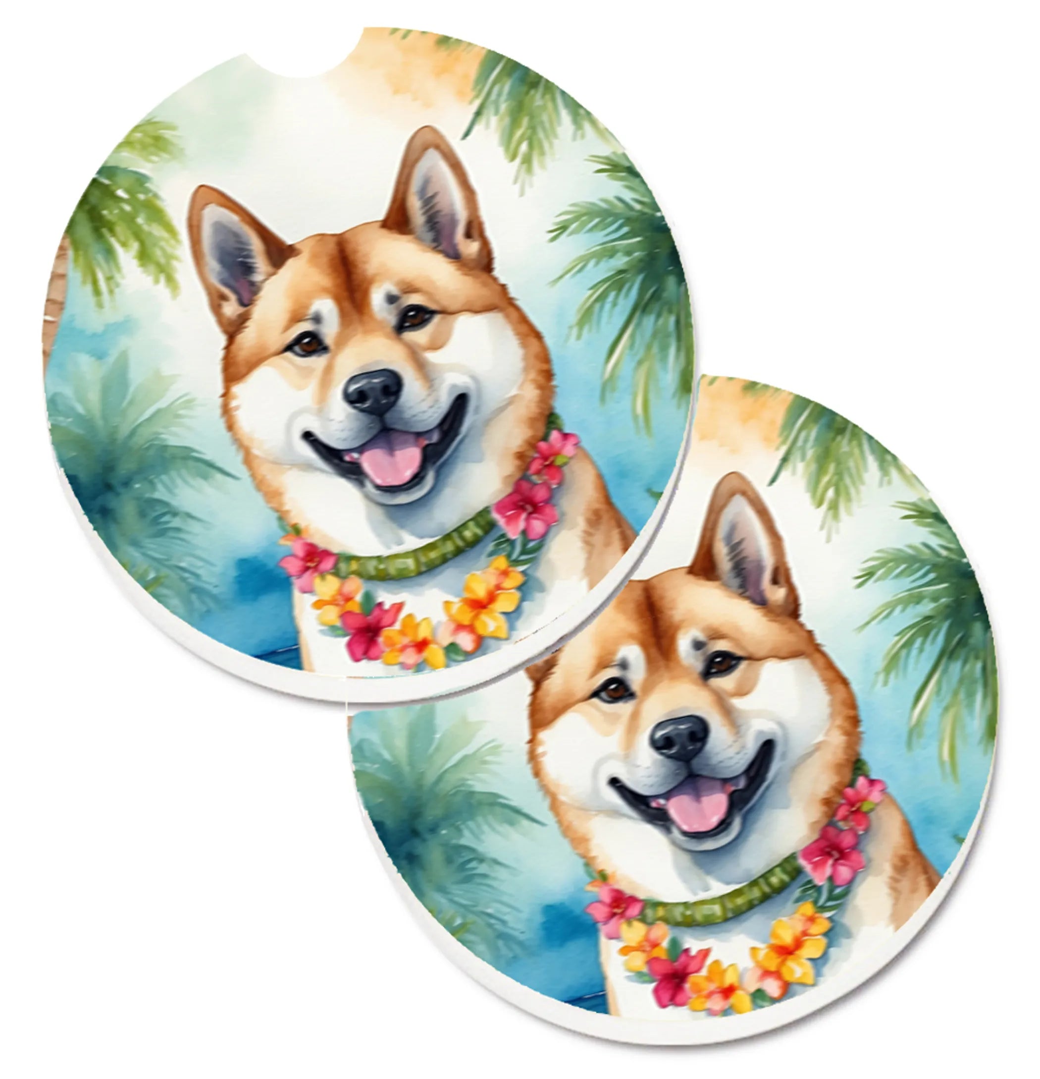 Luau Party Set of 2 Cup Holder Car Coasters - Size: 2.56 | Pack Of: 1 | Collection name: Luau party
