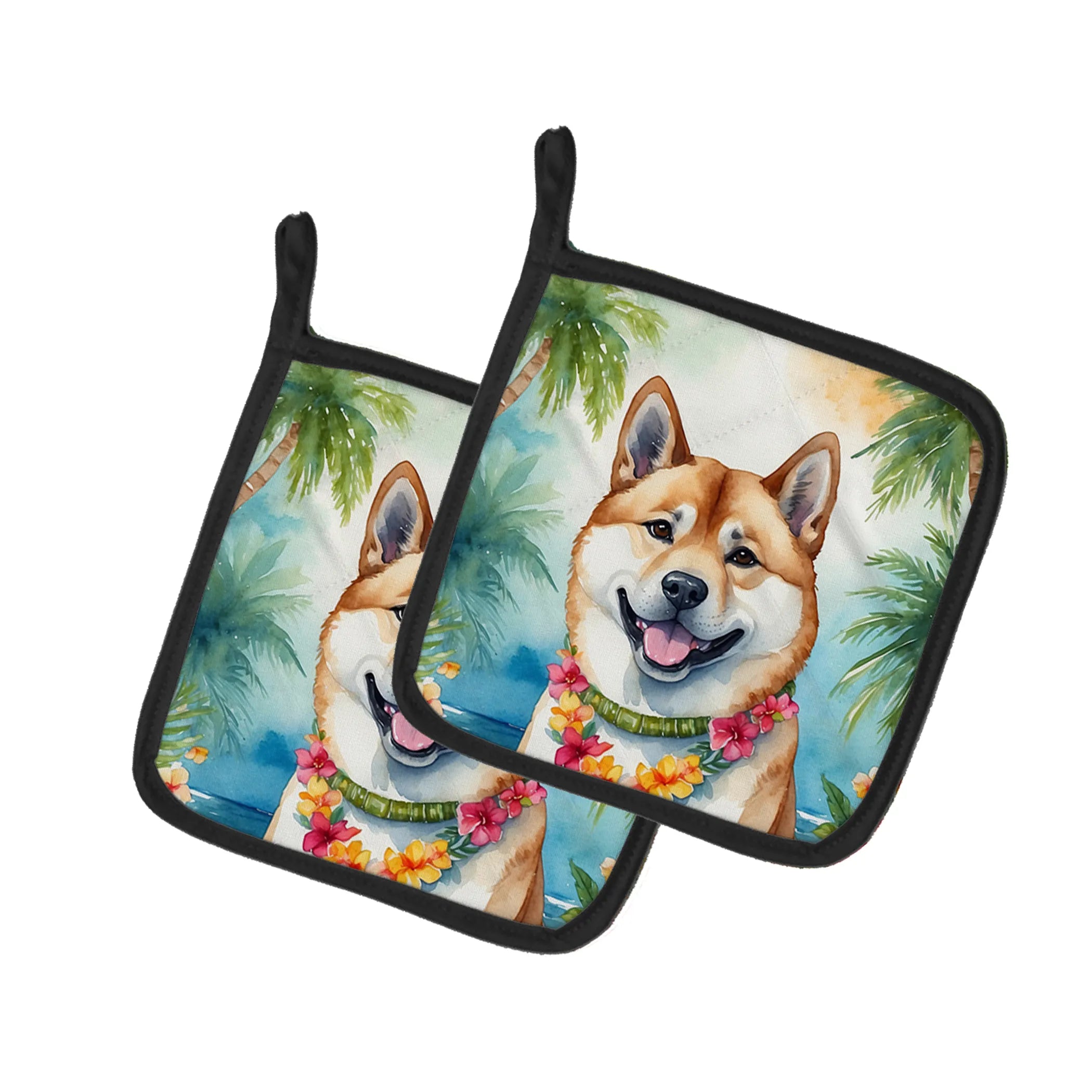 Luau Party Pair of Pot Holders - Size: 7.5HX7.5W | Pack Of: 1 | Collection name: Luau party
