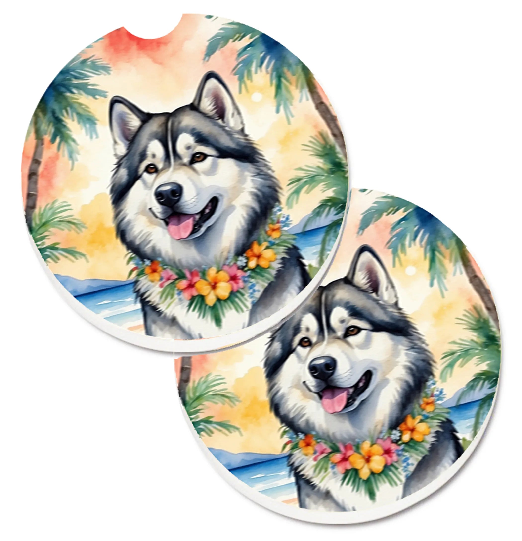 Luau Party Set of 2 Cup Holder Car Coasters - Size: 2.56 | Pack Of: 1 | Collection name: Luau party