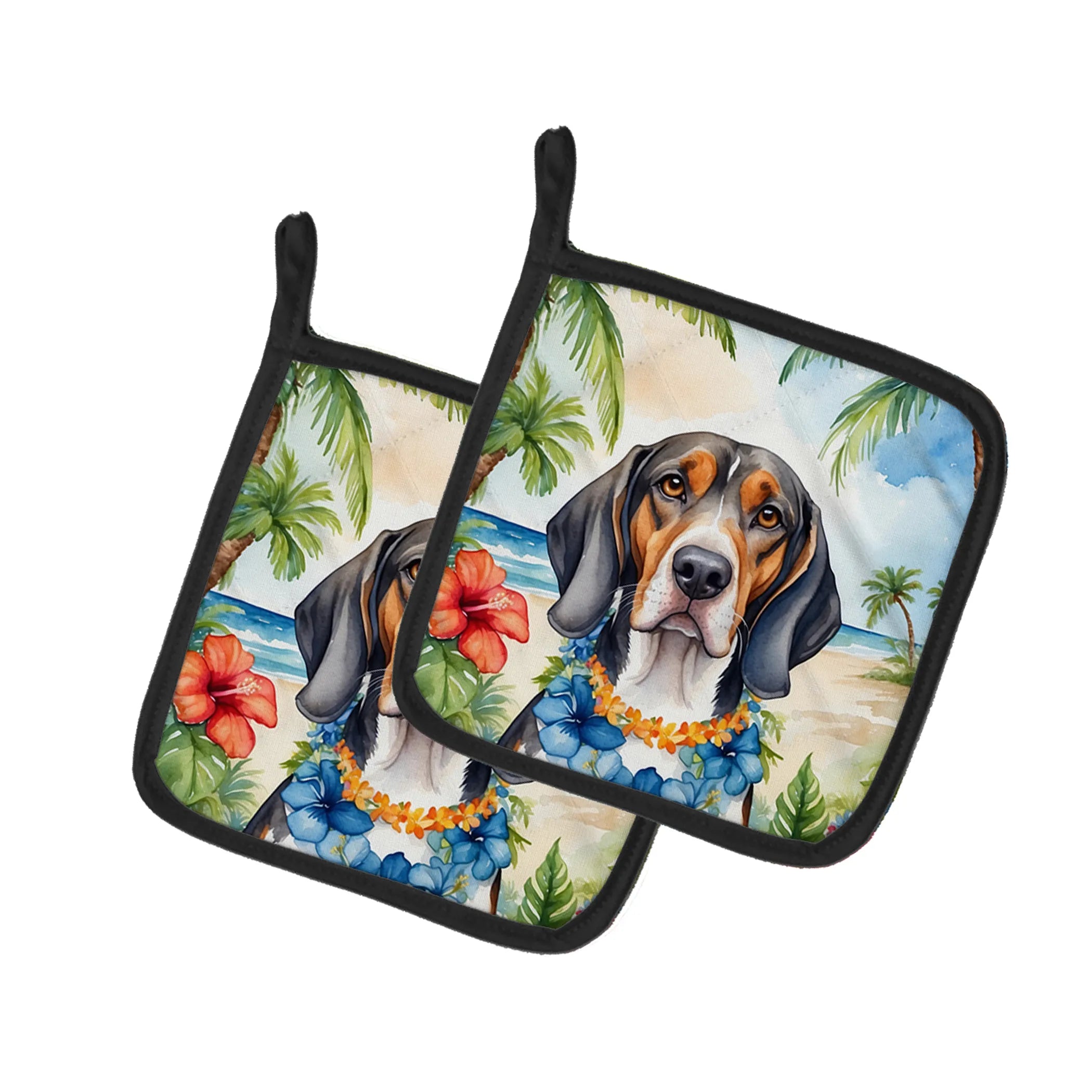 Luau Party Pair of Pot Holders - Size: 7.5HX7.5W | Pack Of: 1 | Collection name: Luau party