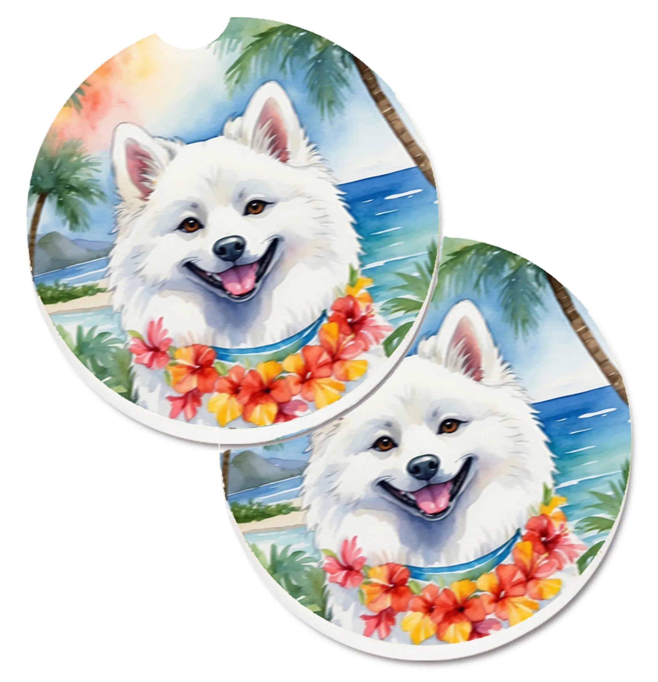 Luau Party Set of 2 Cup Holder Car Coasters - Size: 2.56 | Pack Of: 1 | Collection name: Luau party