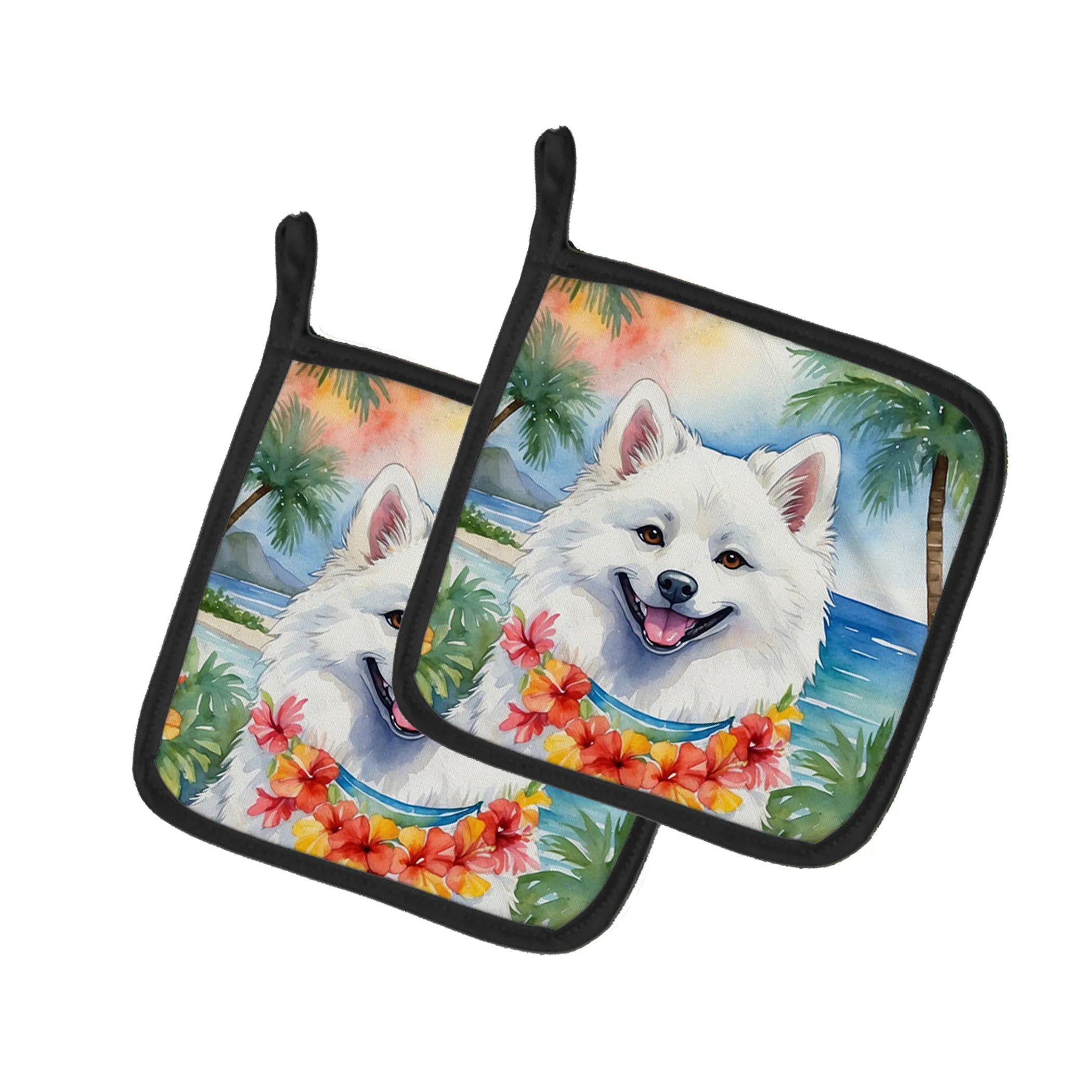 Luau Party Pair of Pot Holders - Size: 7.5HX7.5W | Pack Of: 1 | Collection name: Luau party