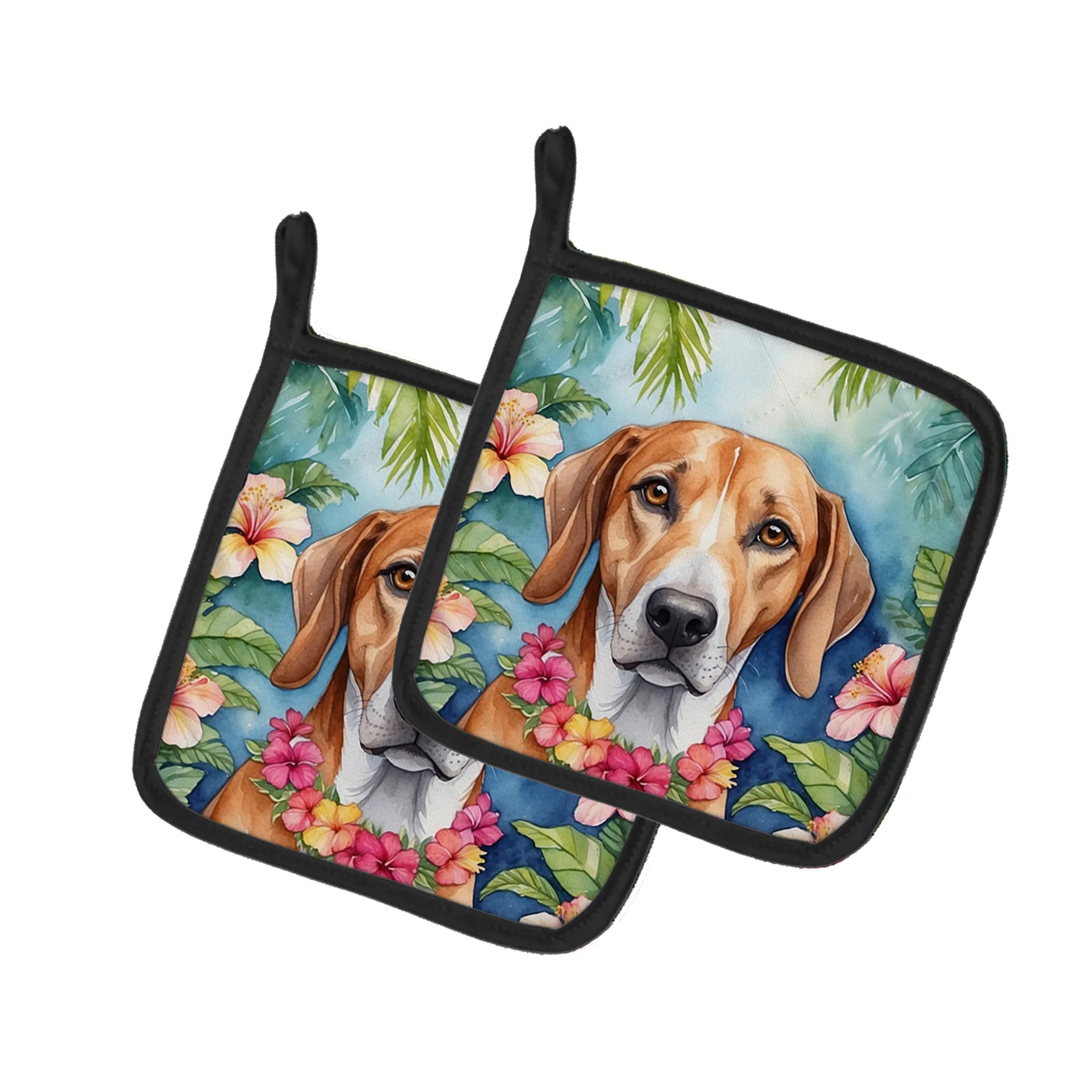 Luau Party Pair of Pot Holders - Size: 7.5HX7.5W | Pack Of: 1 | Collection name: Luau party