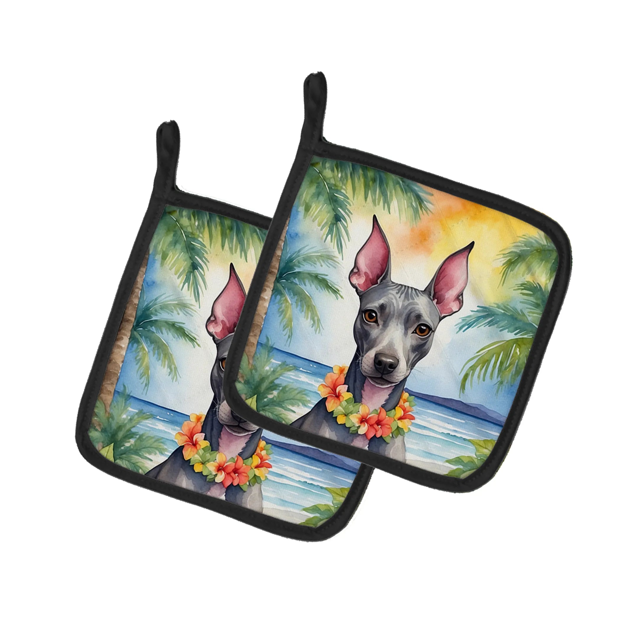 Luau Party Pair of Pot Holders - Size: 7.5HX7.5W | Pack Of: 1 | Collection name: Luau party