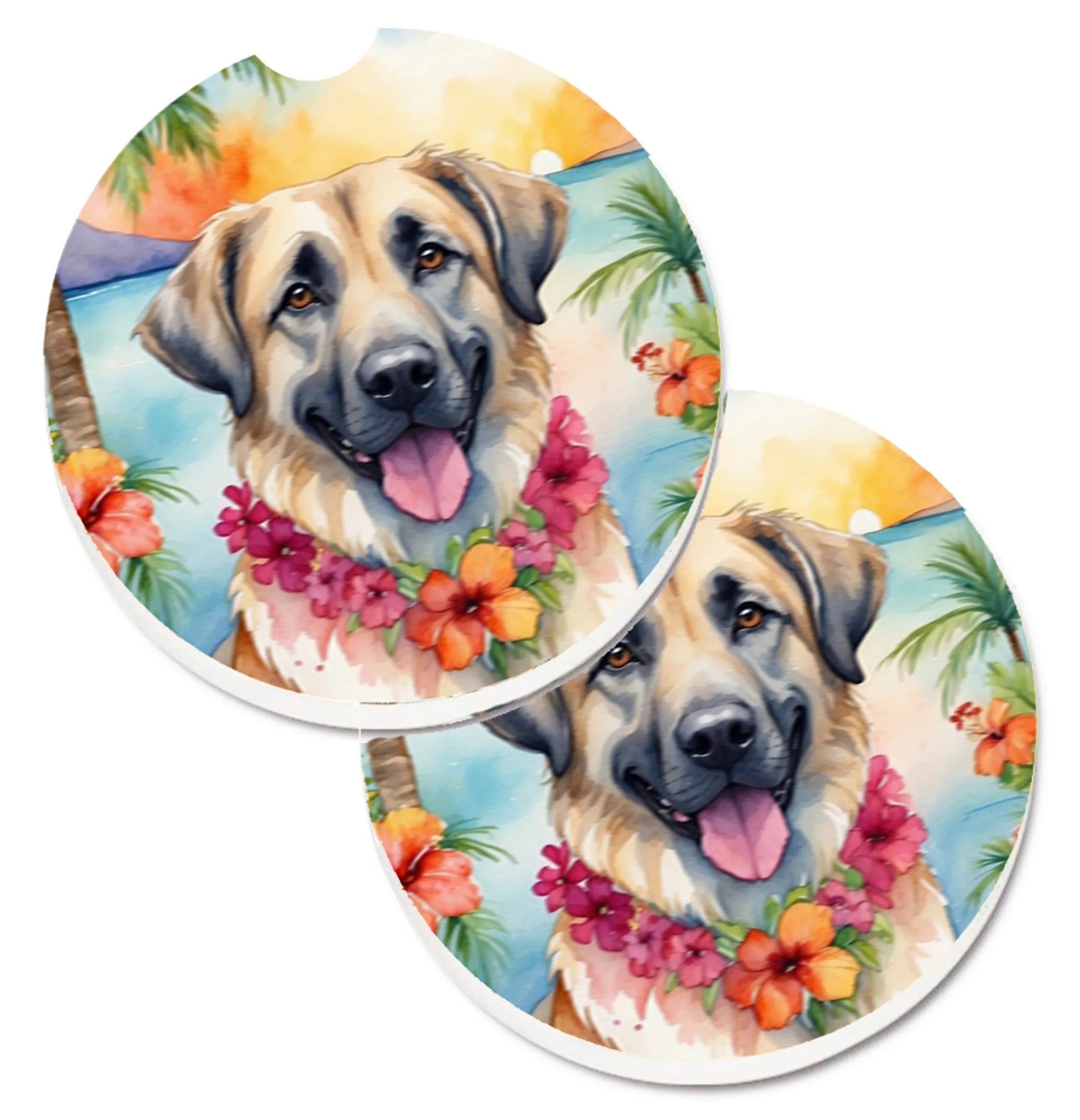 Luau Party Set of 2 Cup Holder Car Coasters - Size: 2.56 | Pack Of: 1 | Collection name: Luau party