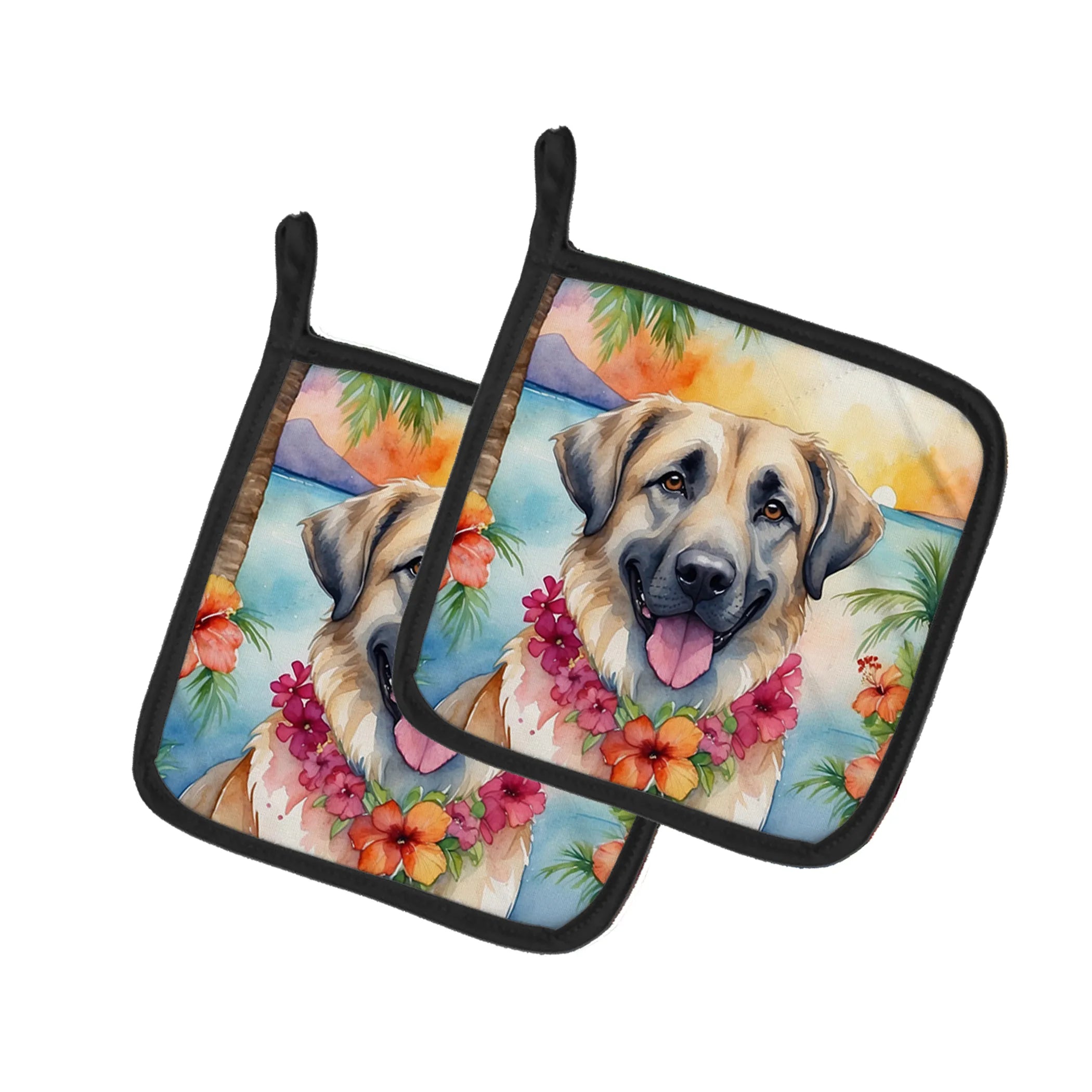 Luau Party Pair of Pot Holders - Size: 7.5HX7.5W | Pack Of: 1 | Collection name: Luau party